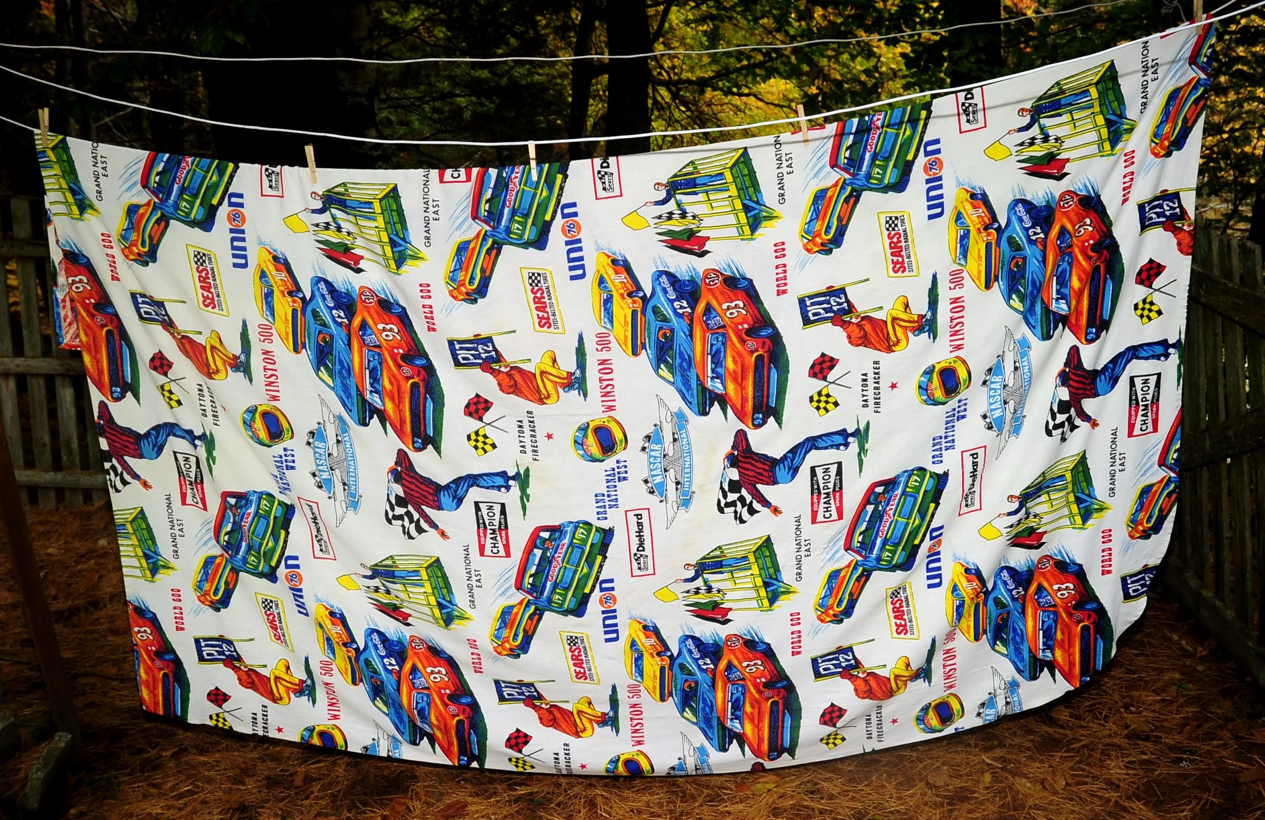 70s Nascar Perma Prest Twin Bedspread Daytona by Sears - Image 4