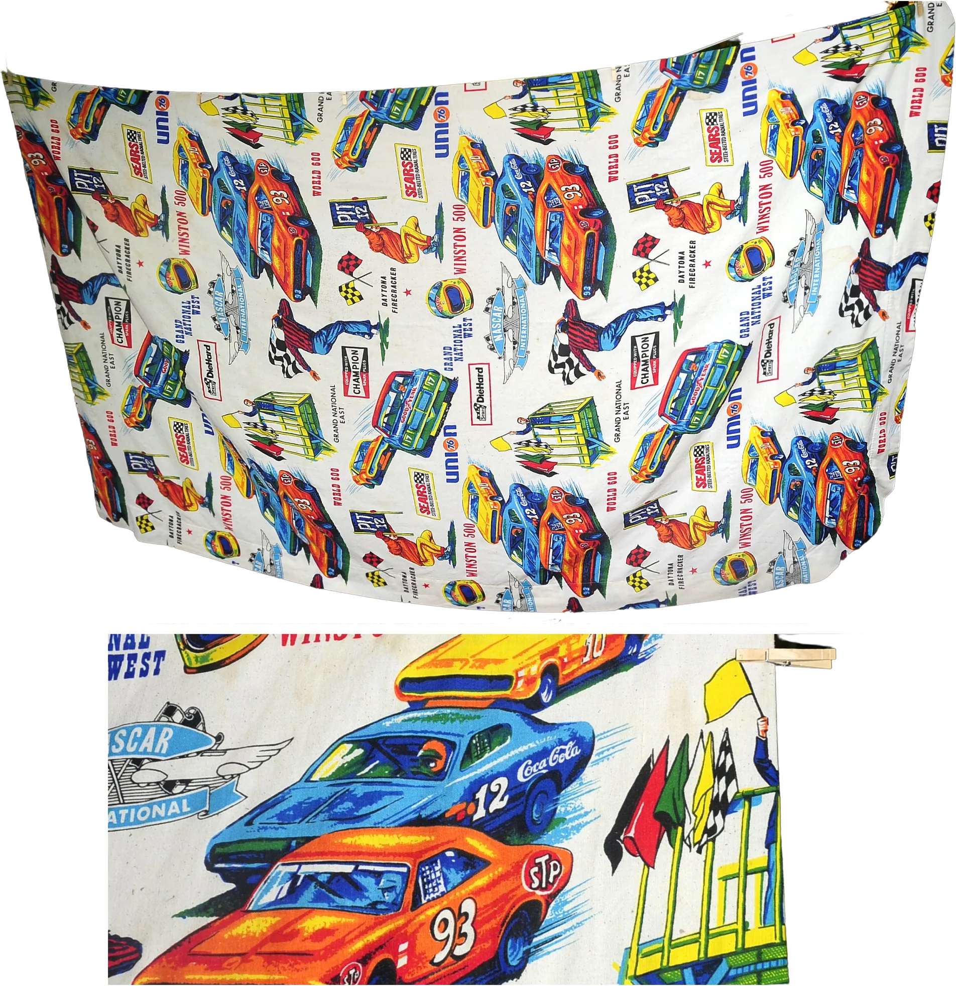 70s Nascar Twin Bedspread Winston 500 Sears Die Hard By Sears Perma Prest