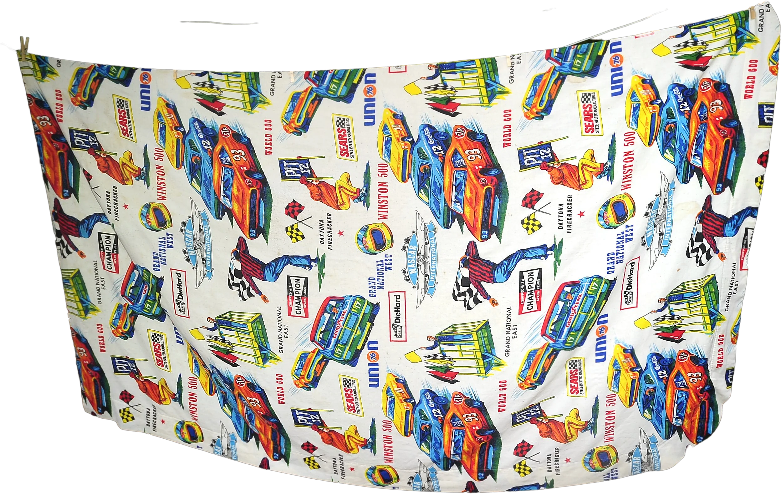 70s Nascar Twin Bedspread Winston 500 Sears Die Hard By Sears Perma Prest - Image 2