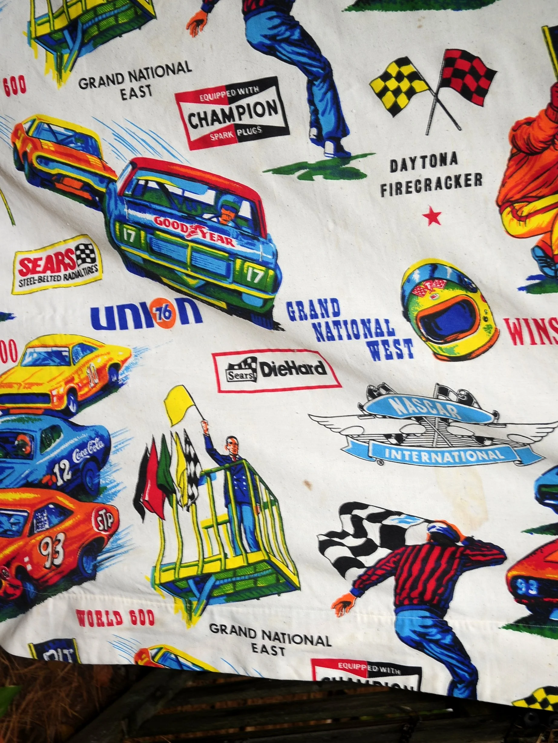 70s Nascar Twin Bedspread Winston 500 Sears Die Hard By Sears Perma Prest - Image 9