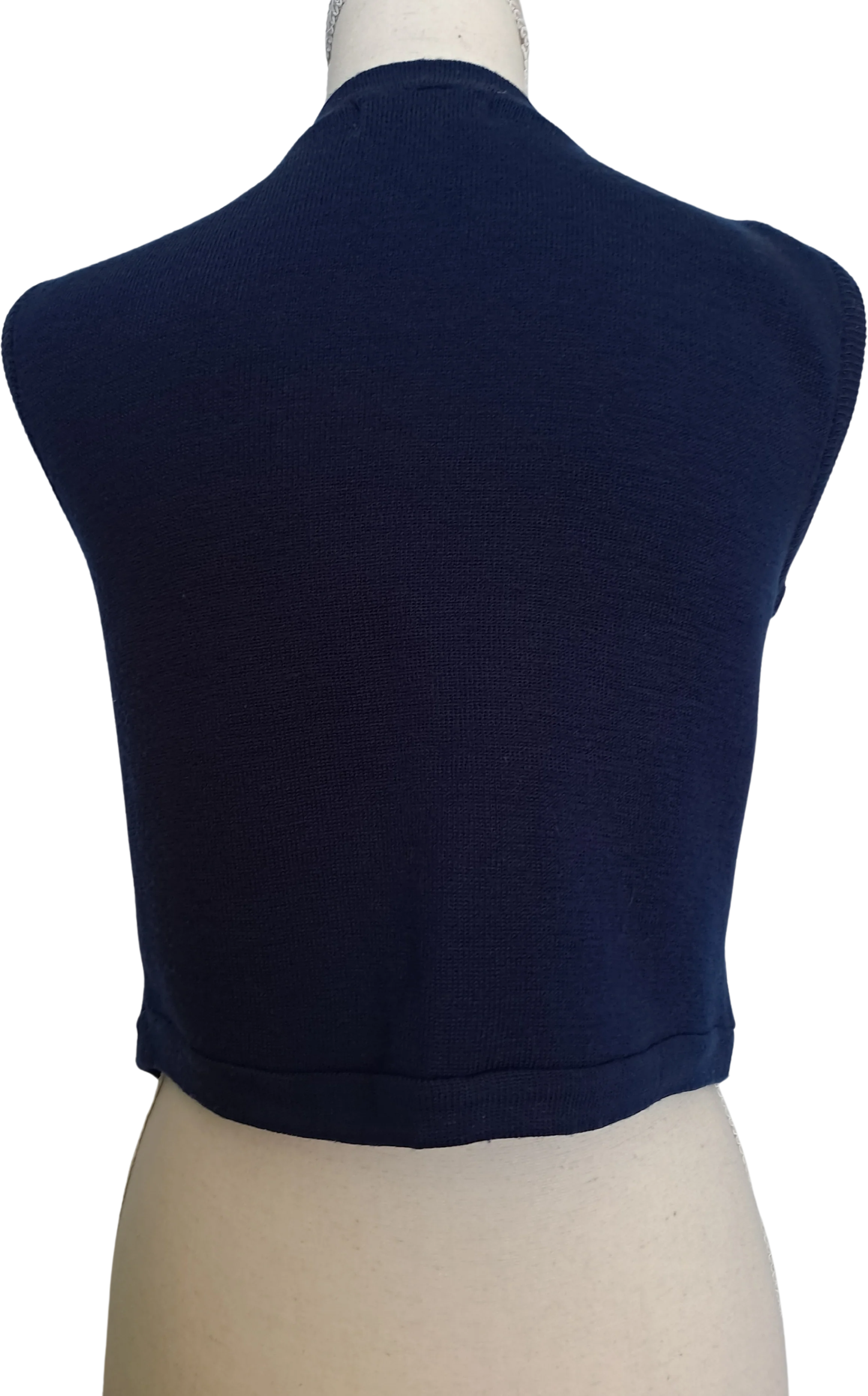 70s Navy Blue Cropped Button Sweater Vest By Berries - Image 2