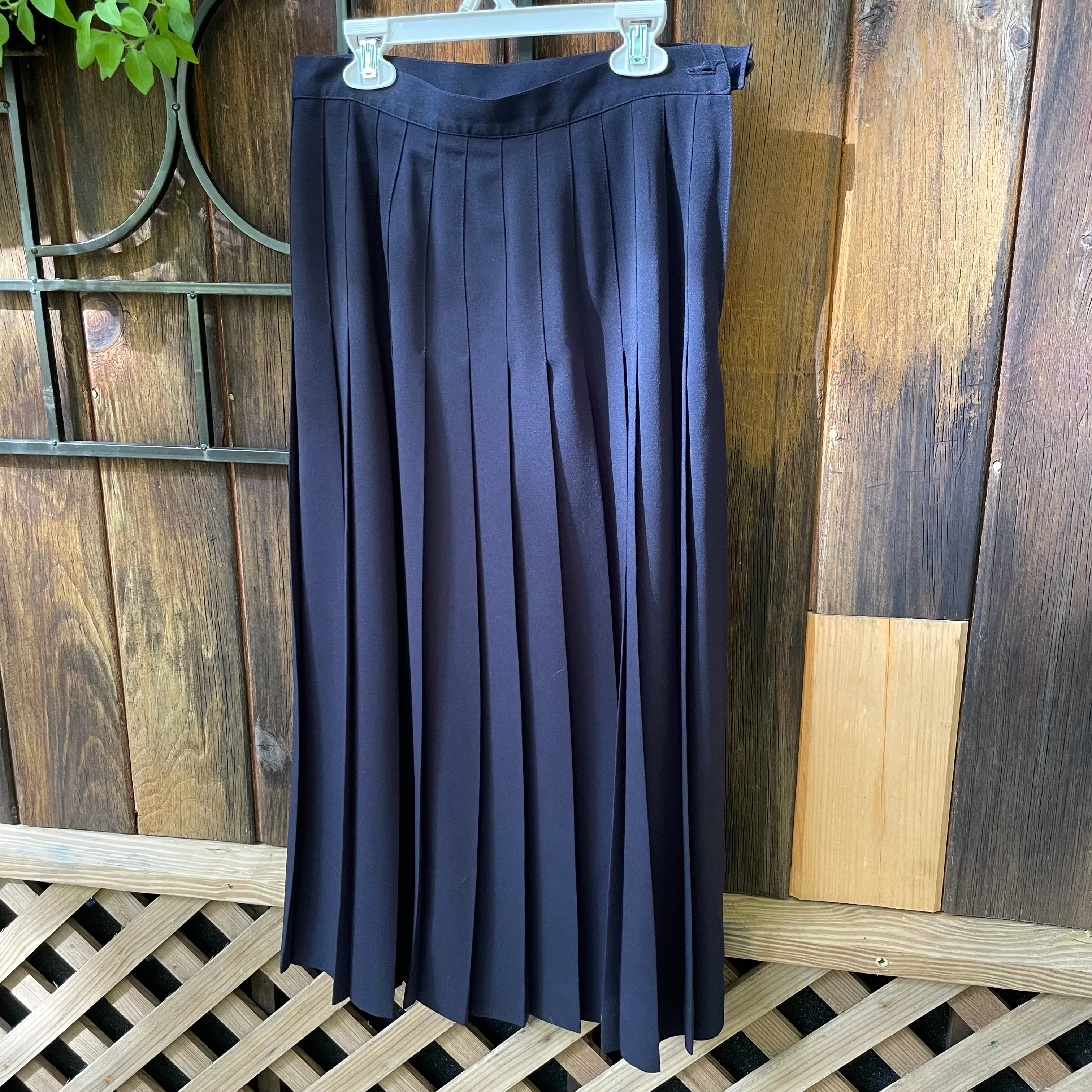 70s Navy Blue Pleated Full Maxi Skirt By J. G. Hook - Image 4