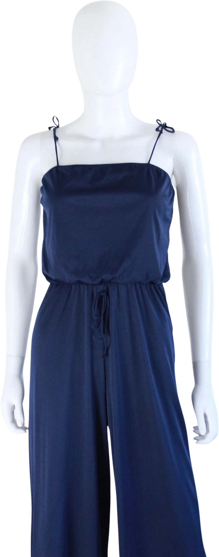 70s Navy Blue Spaghetti Strap Jumpsuit