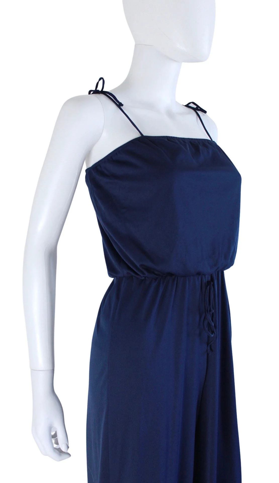 70s Navy Blue Spaghetti Strap Jumpsuit - Image 7
