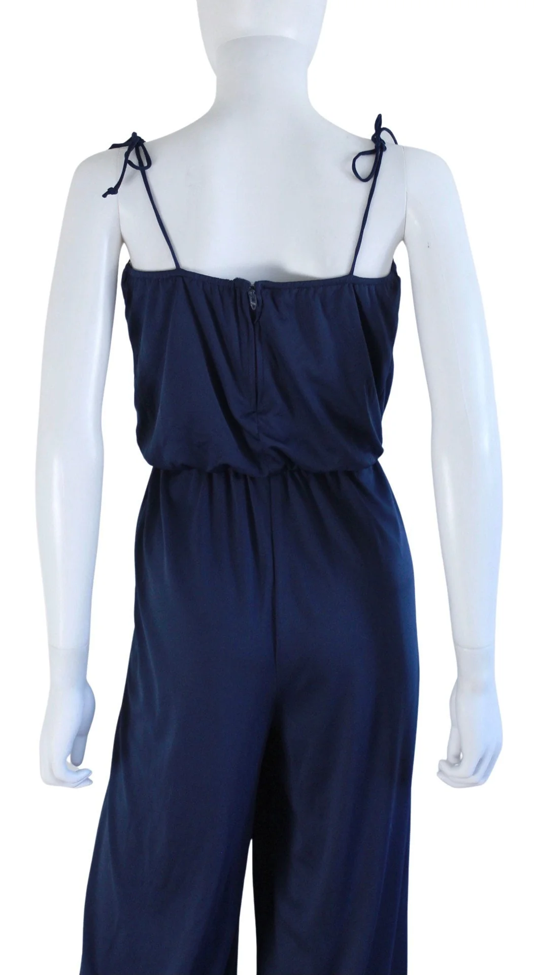 70s Navy Blue Spaghetti Strap Jumpsuit - Image 9