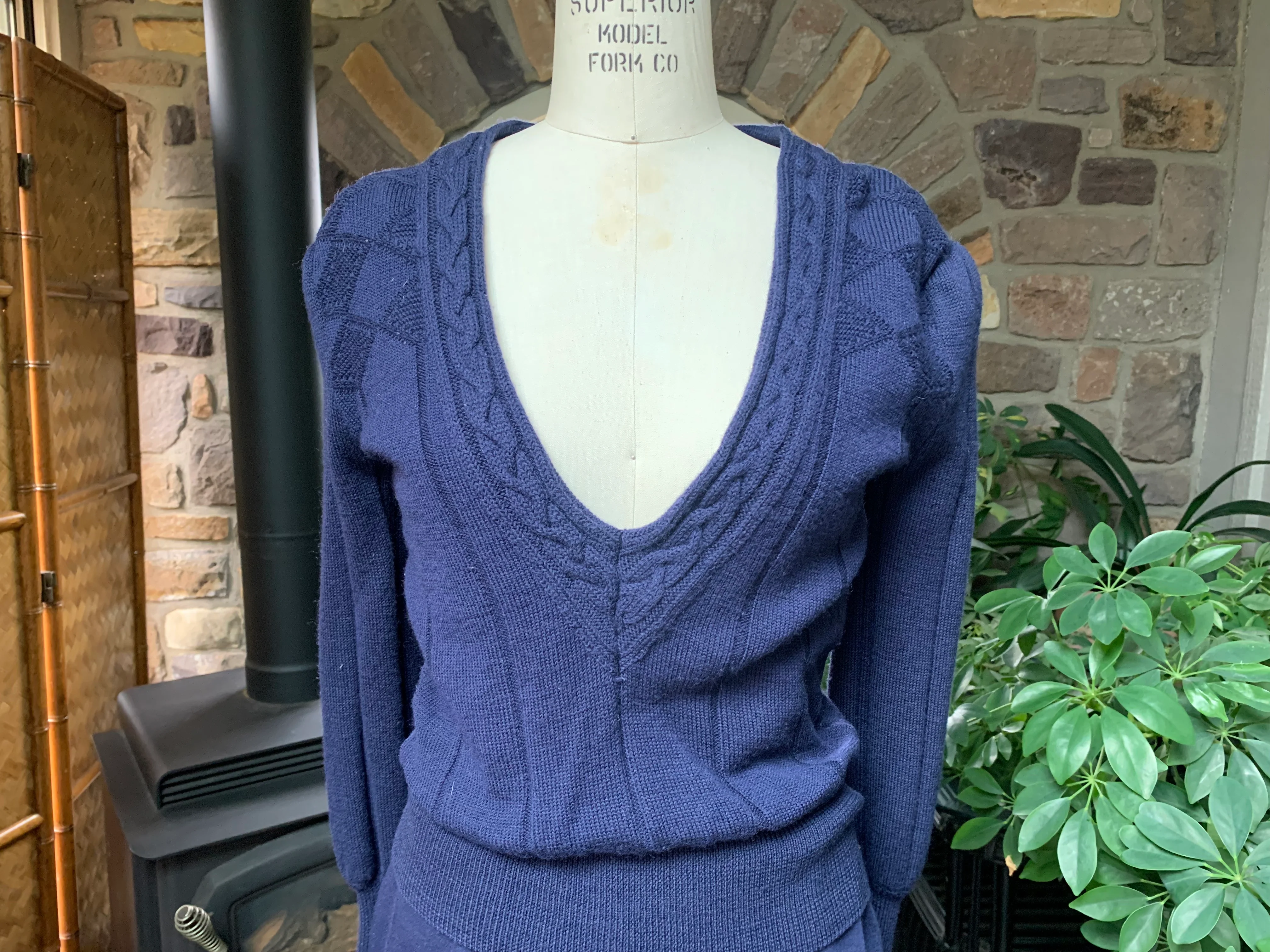70s Navy Blue Wool Sweater Dress By Ciao Ltd - Image 3