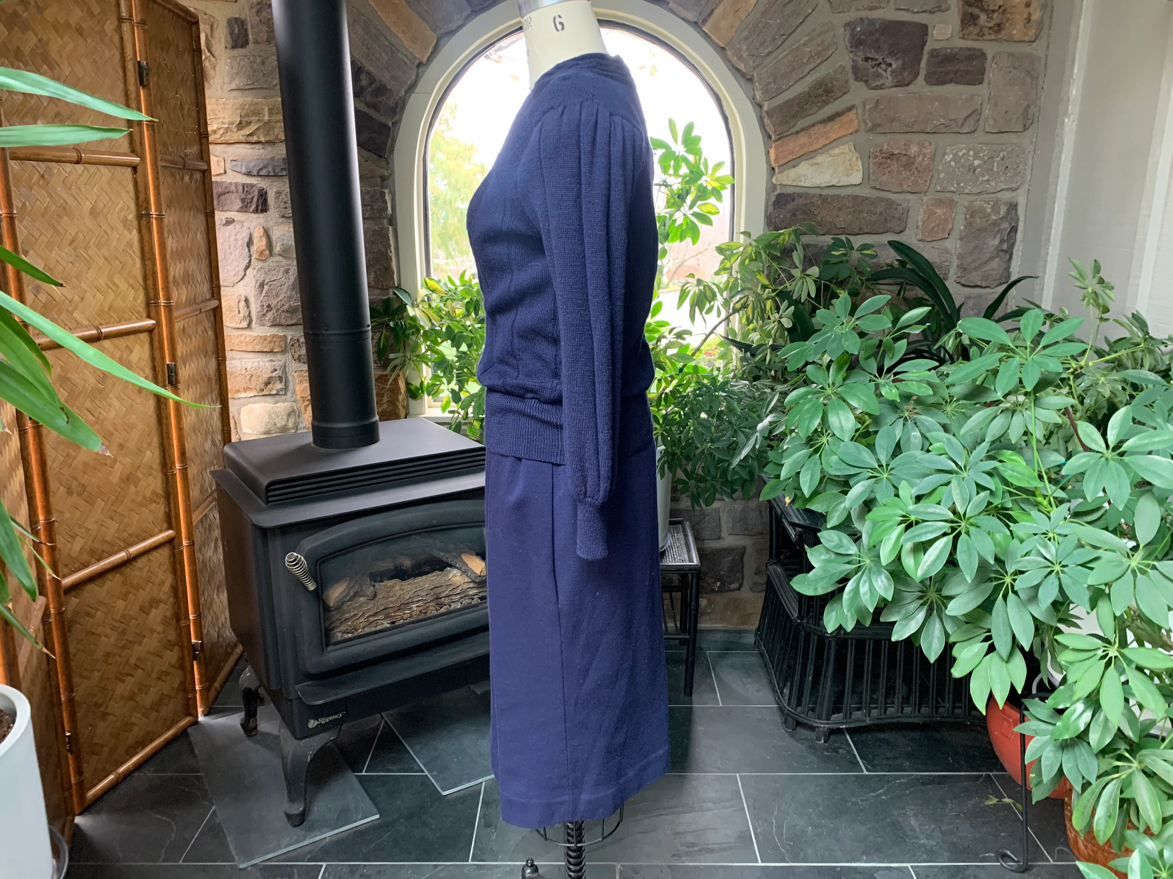 70s Navy Blue Wool Sweater Dress By Ciao Ltd - Image 5