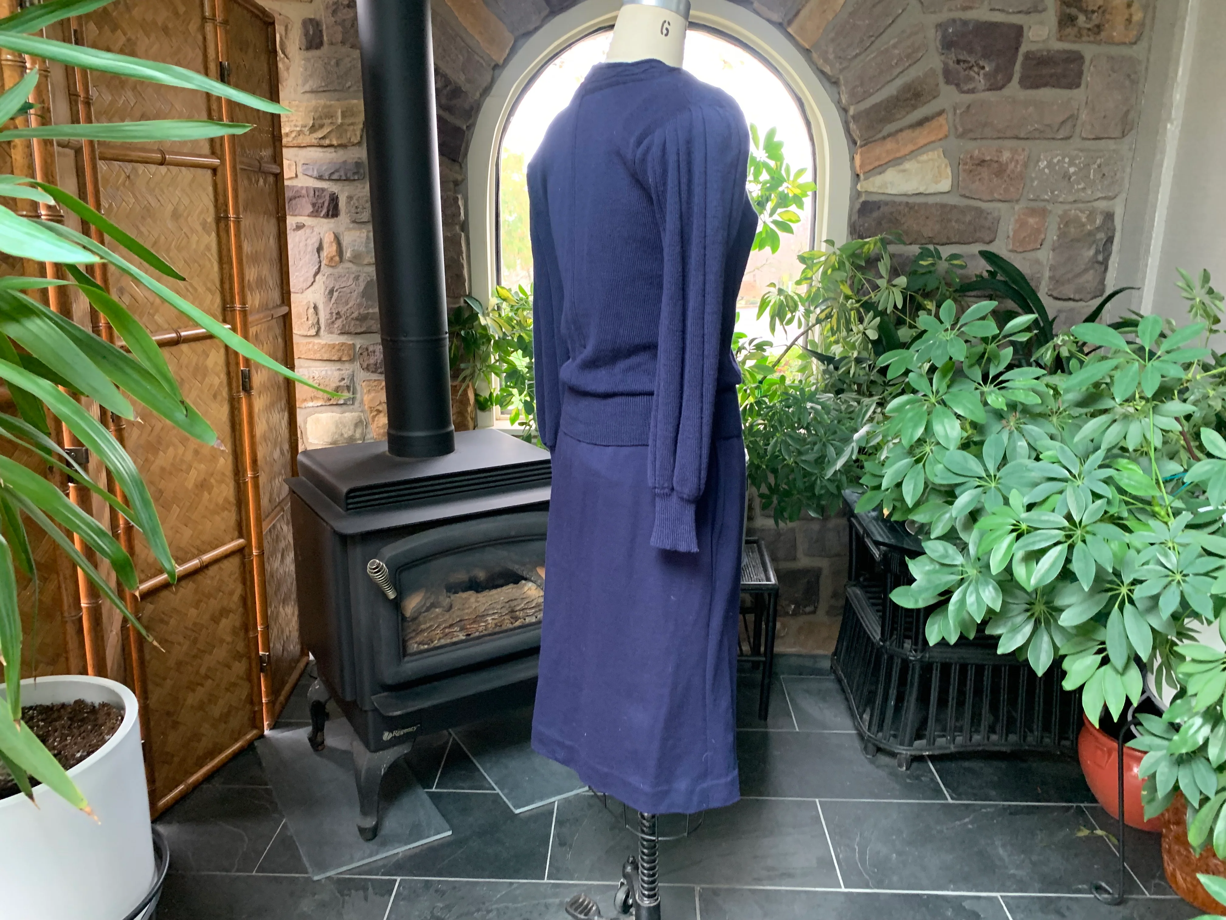 70s Navy Blue Wool Sweater Dress By Ciao Ltd - Image 7