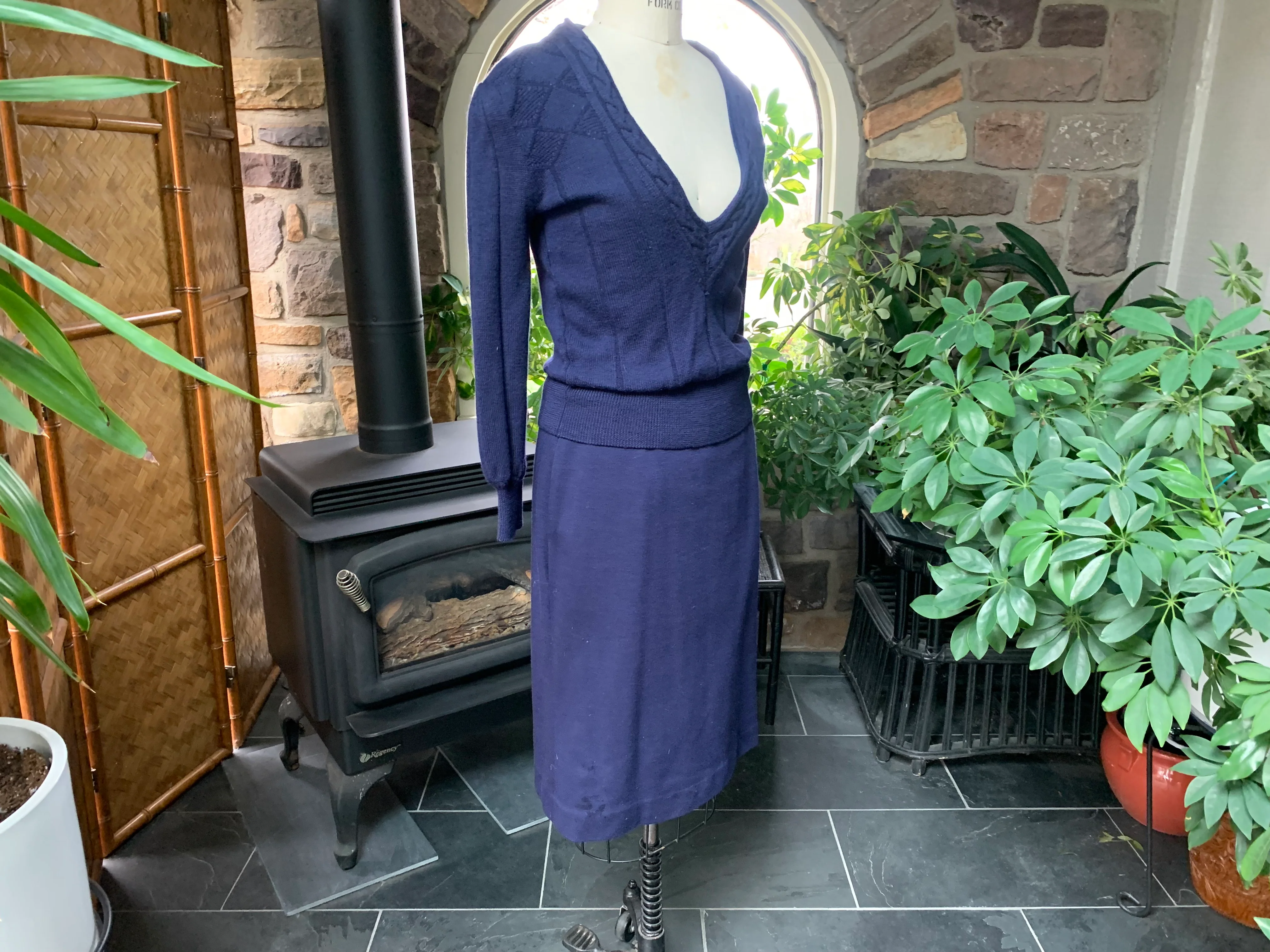 70s Navy Blue Wool Sweater Dress By Ciao Ltd - Image 8