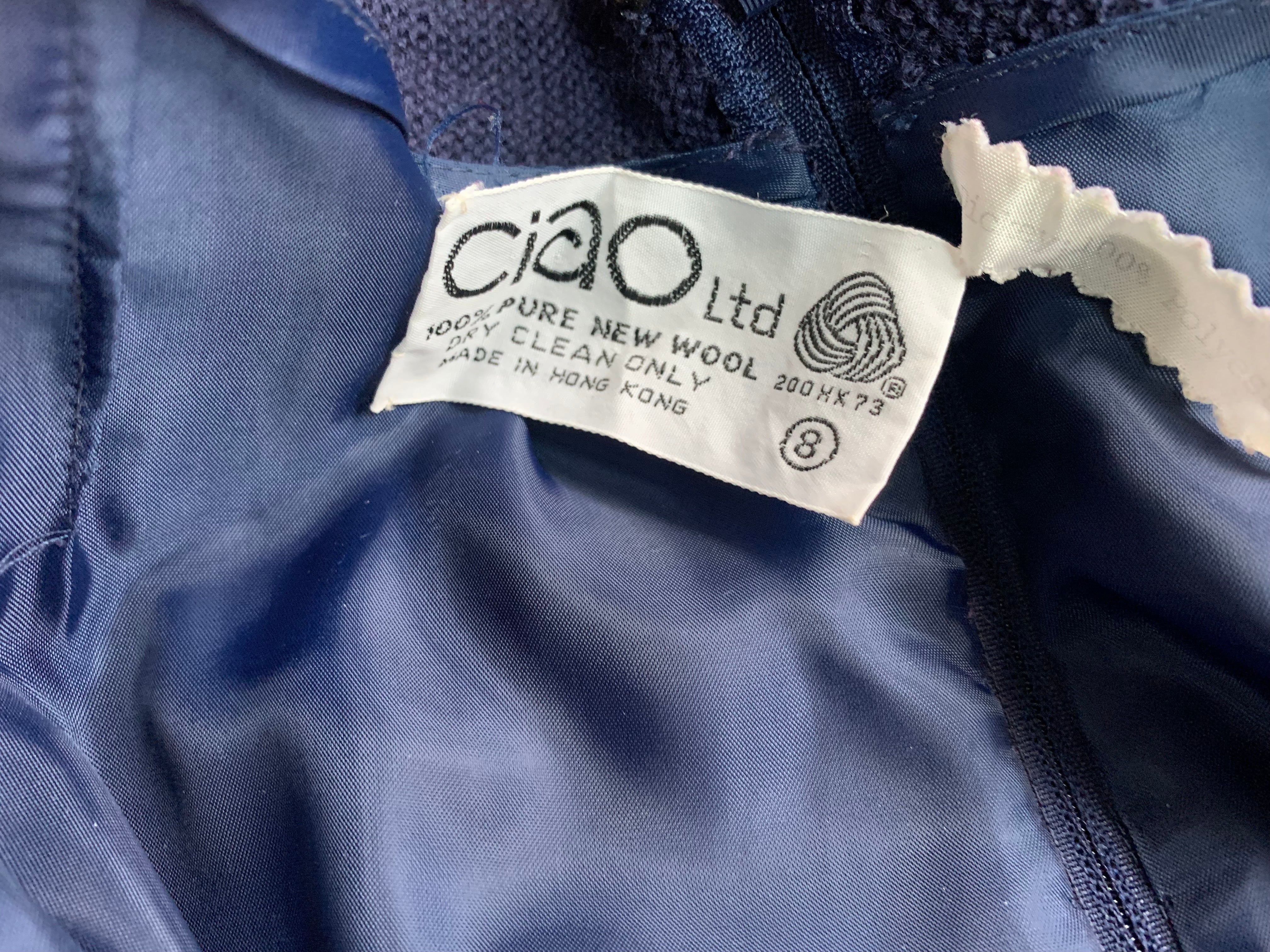 70s Navy Blue Wool Sweater Dress By Ciao Ltd - Image 9