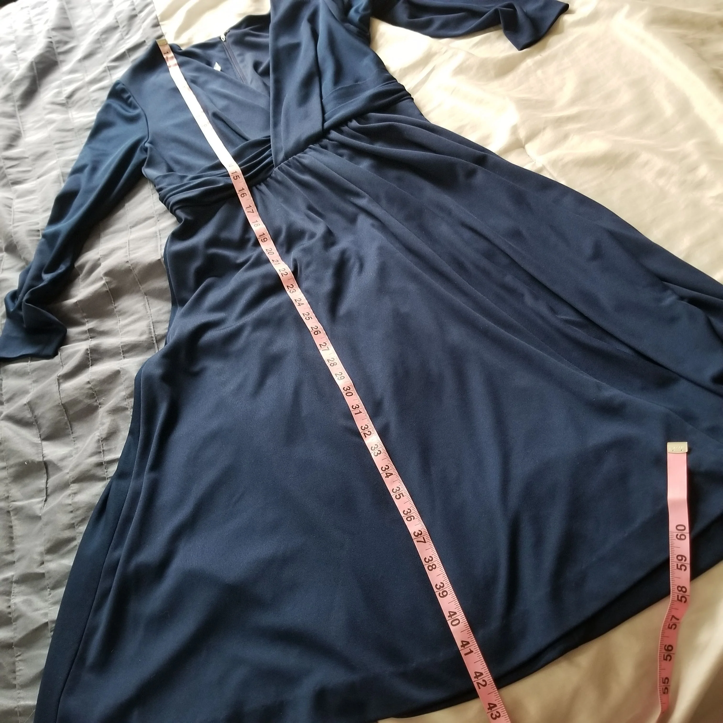 70s Navy Blue Wrap-style Midi Dress By Alison Ayres - Image 12