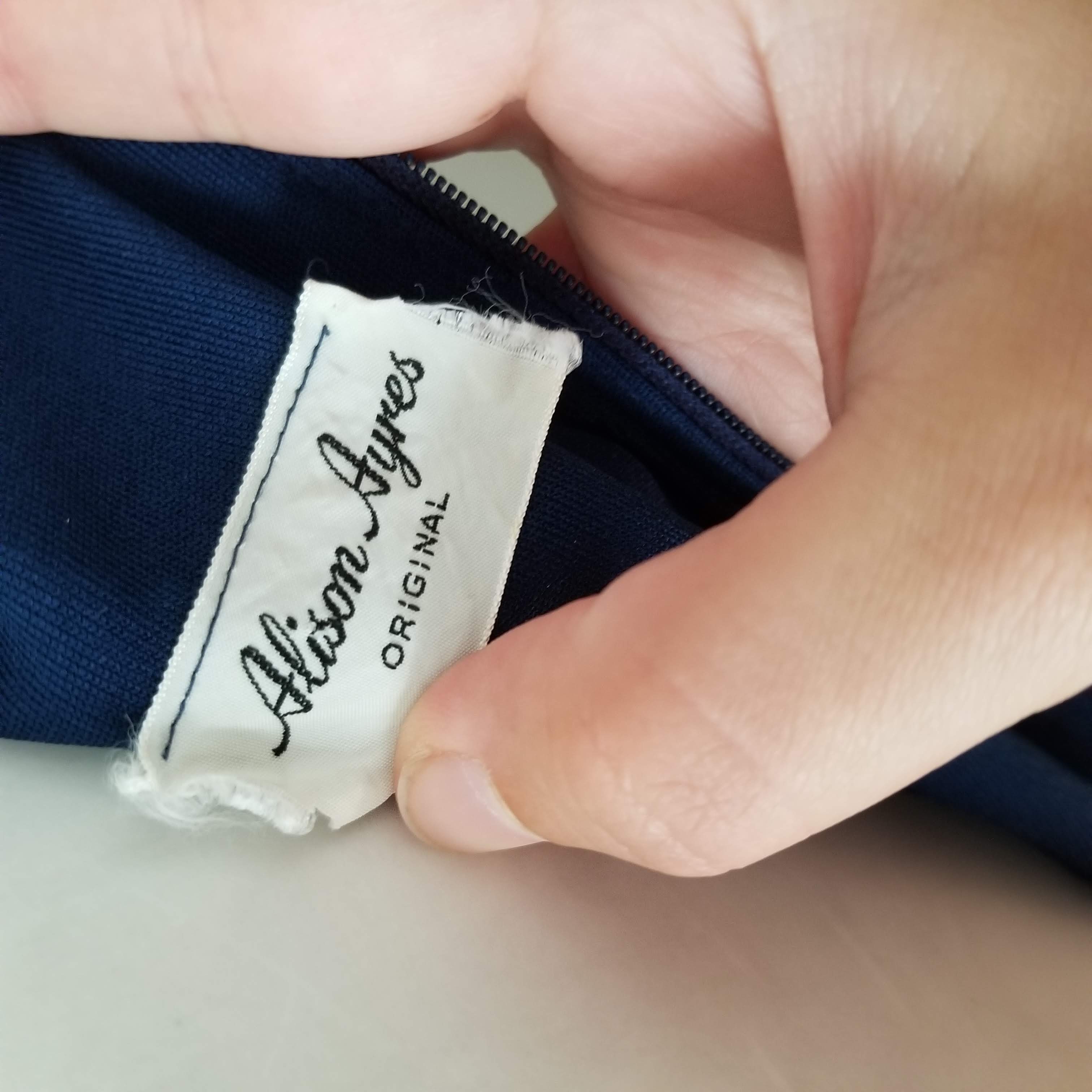 70s Navy Blue Wrap-style Midi Dress By Alison Ayres - Image 3