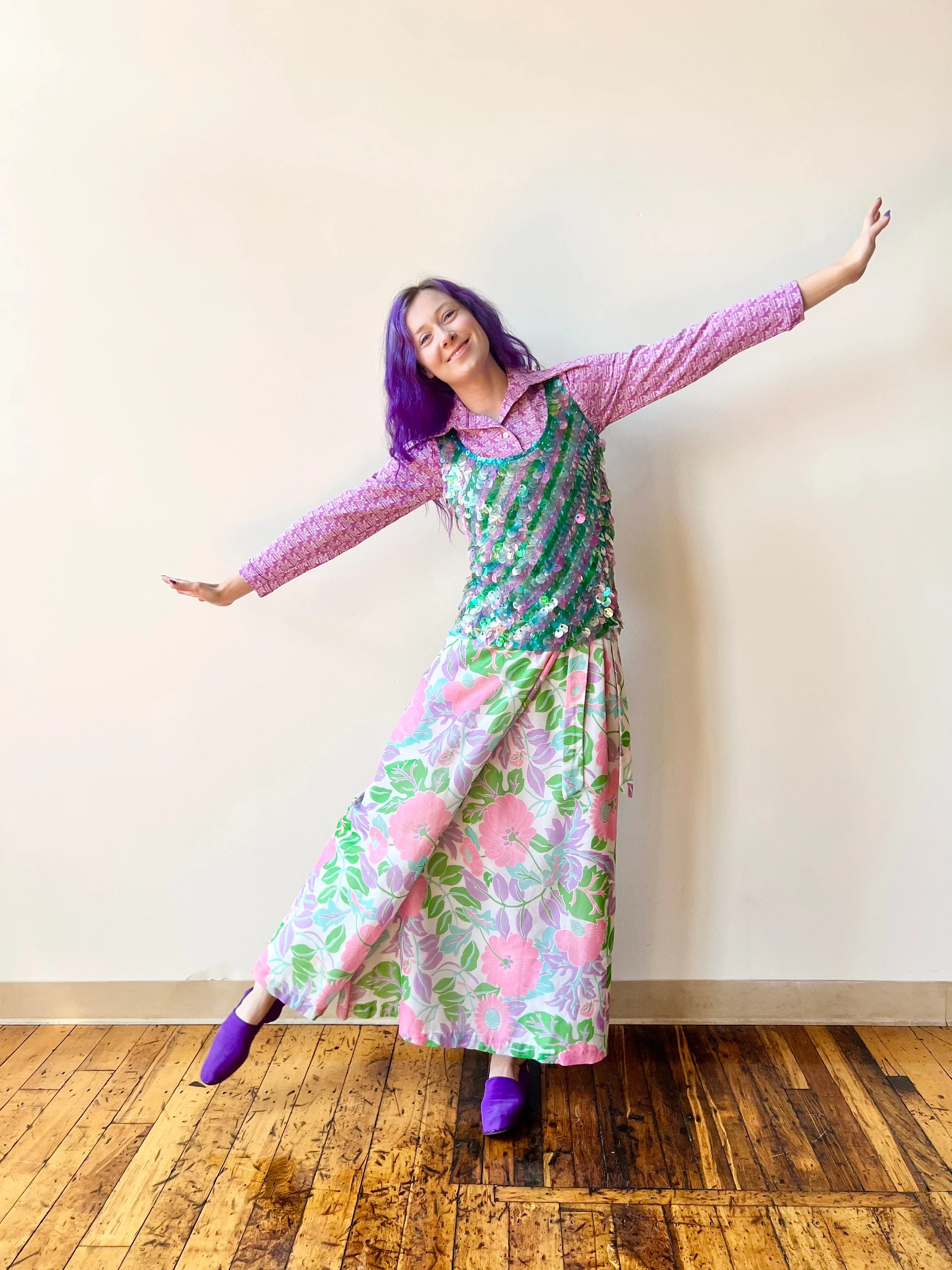 70s Nicky Original Cotton Voile Floral Wrap Maxi Skirt - Image 7