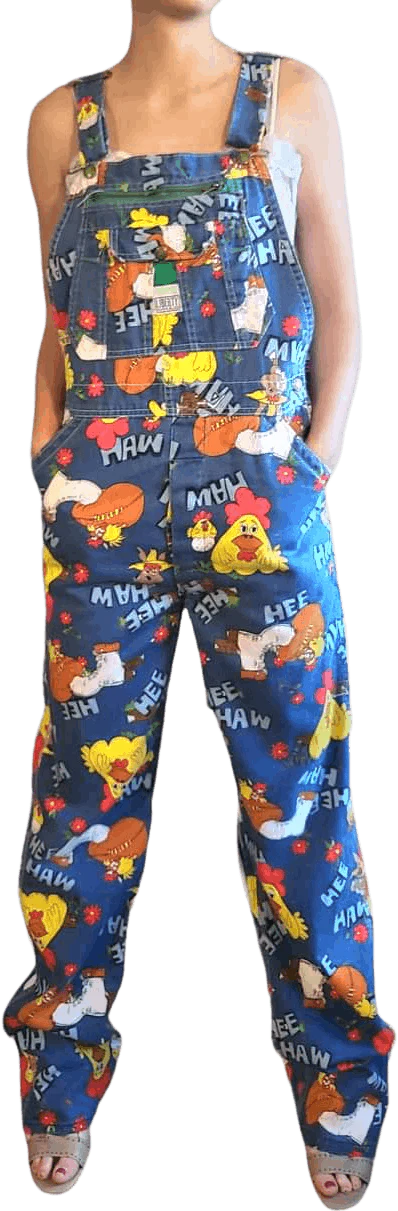 70s Novelty Rare Hee Haw Whimsical Denim Overalls By Liberty Overalls