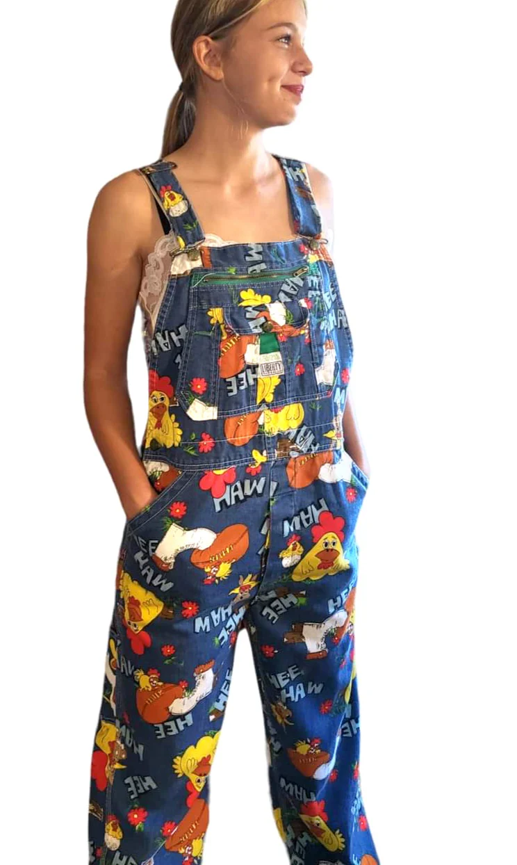 70s Novelty Rare Hee Haw Whimsical Denim Overalls By Liberty Overalls - Image 5