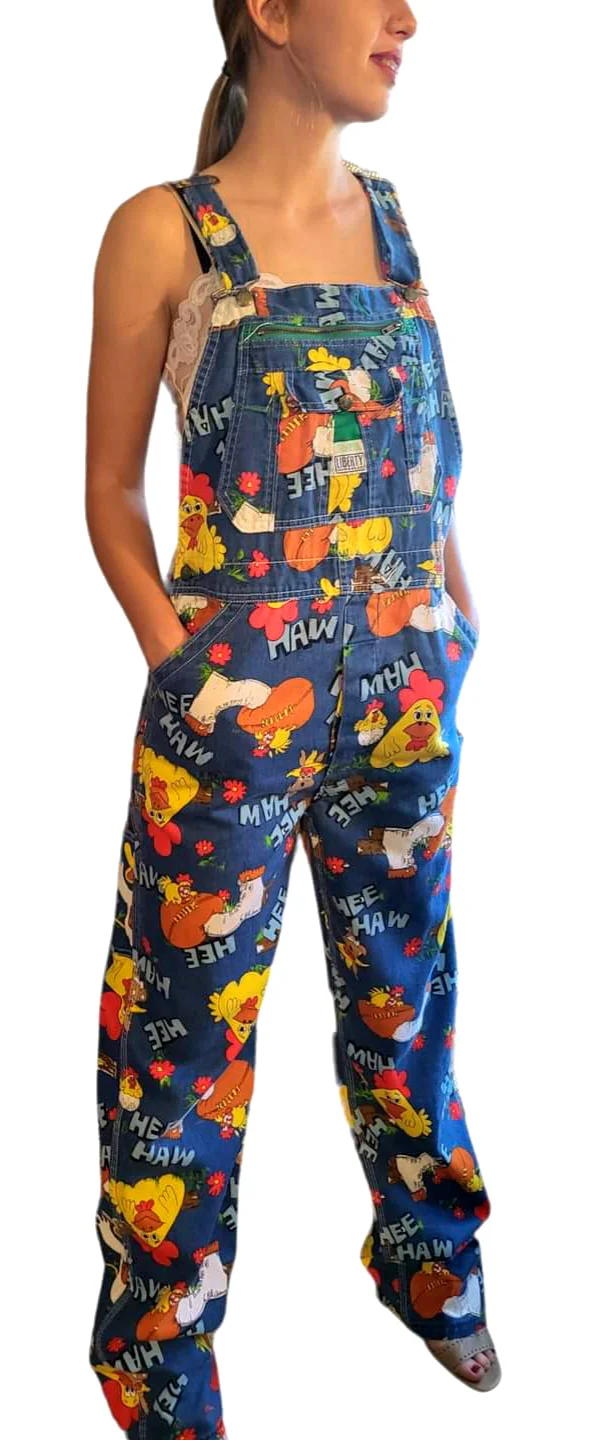 70s Novelty Rare Hee Haw Whimsical Denim Overalls By Liberty Overalls - Image 6