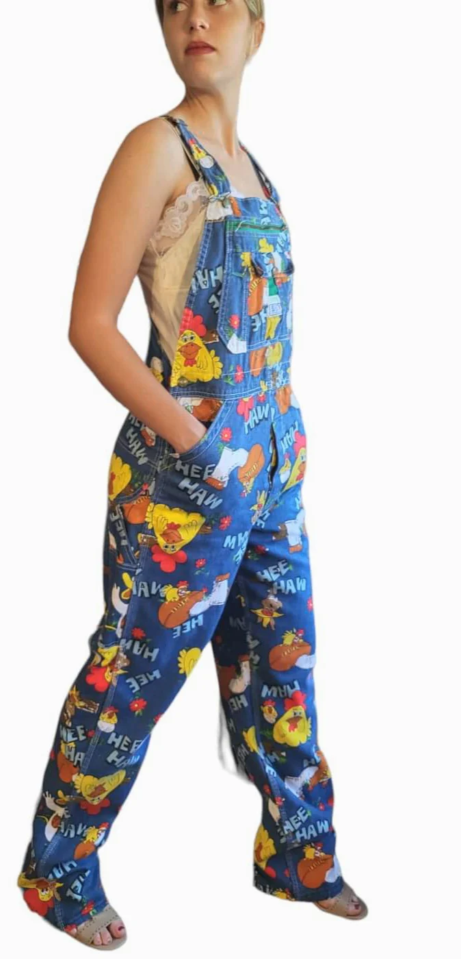 70s Novelty Rare Hee Haw Whimsical Denim Overalls By Liberty Overalls - Image 8