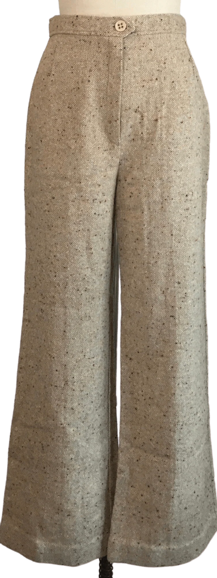 70's Oatmeal Tweed High Waisted Wide Leg Trousers