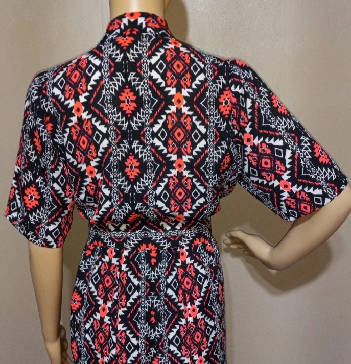 70s One Of A Kind Art Deco Dress With Belt By Handcrafted - Image 5