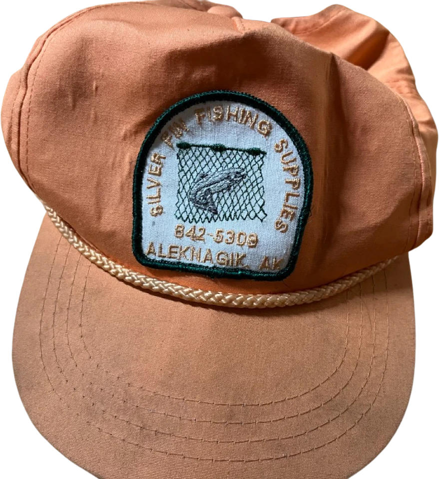 70s Orange Adjustable Cap Silver Fin Fishing Supplies