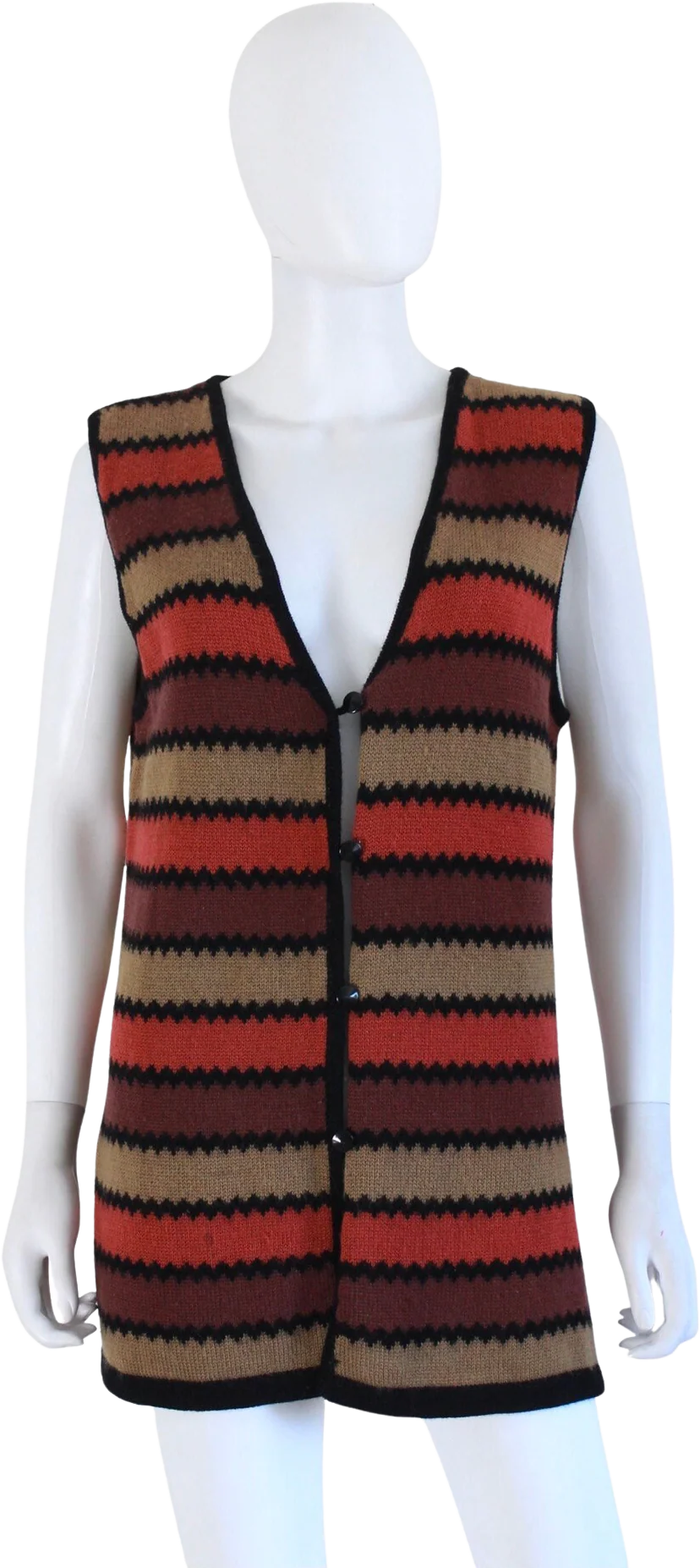 70s Orange and Brown Striped Knit Vest