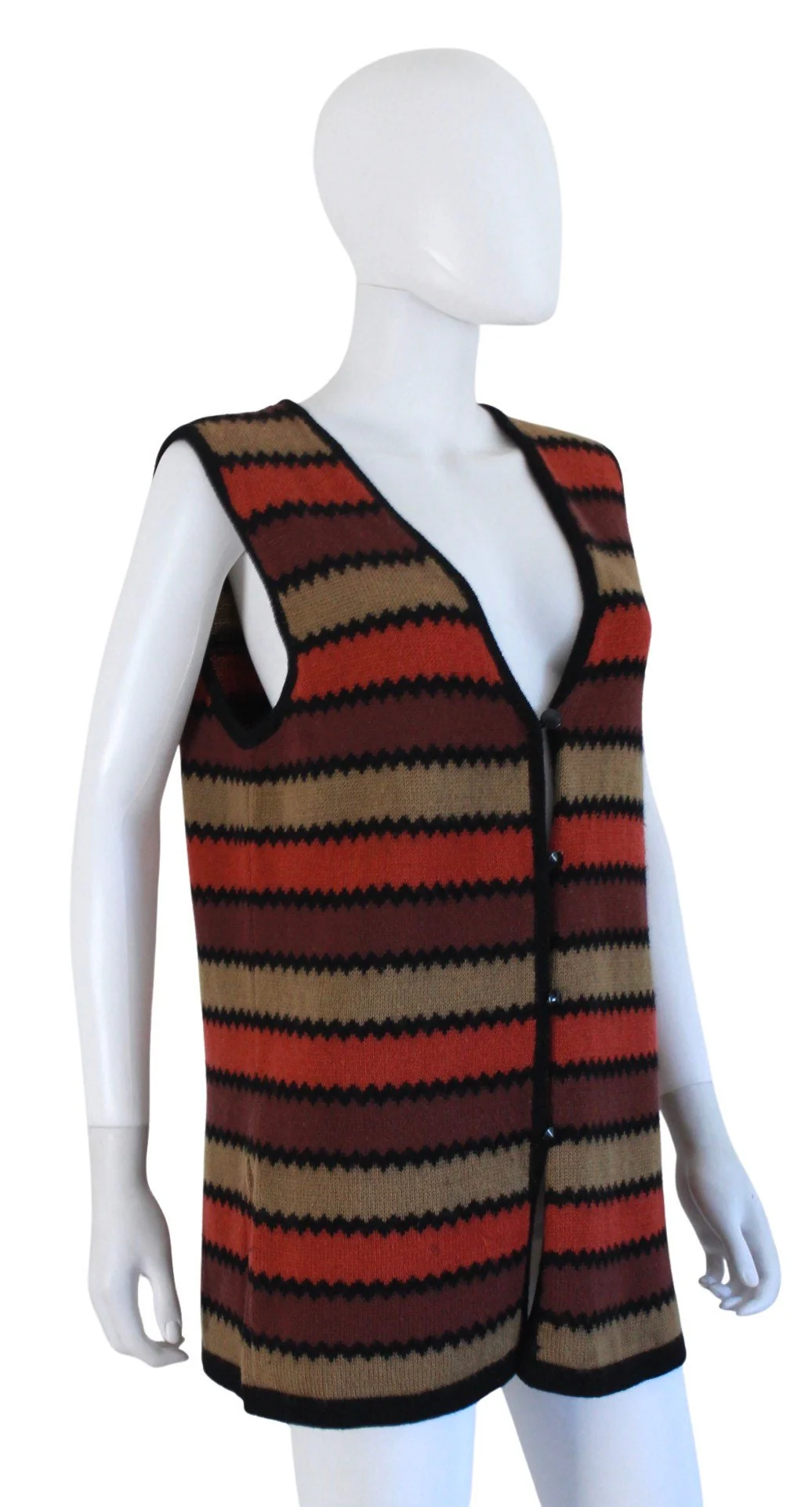 70s Orange and Brown Striped Knit Vest - Image 7