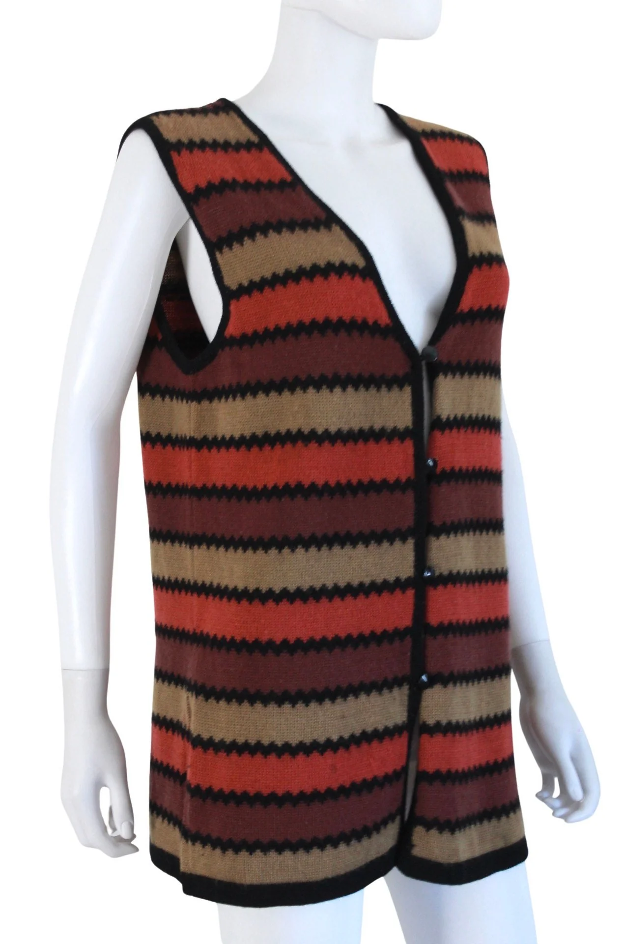 70s Orange and Brown Striped Knit Vest - Image 8