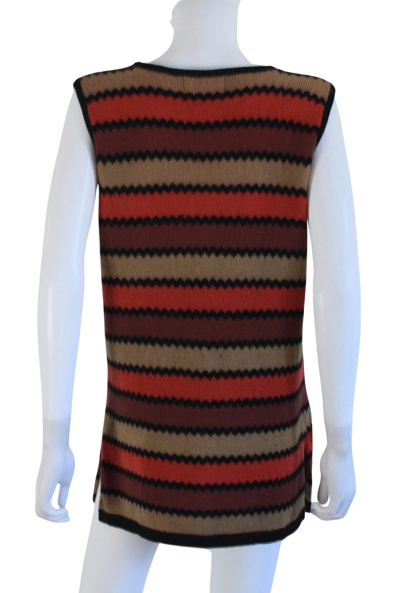 70s Orange and Brown Striped Knit Vest - Image 9
