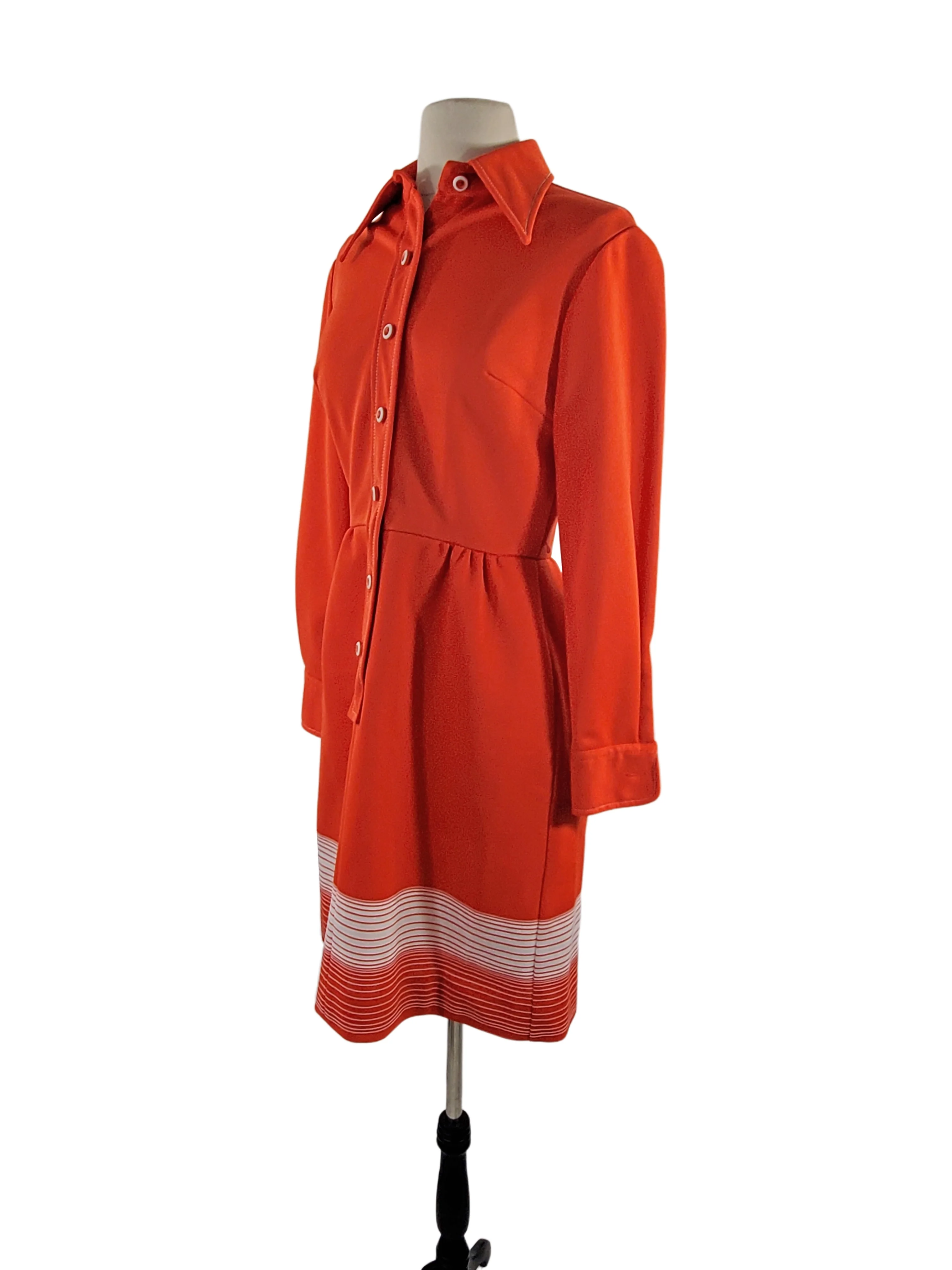 70s Orange Red Shirtwaist Dress By Kay Windsor - Image 3