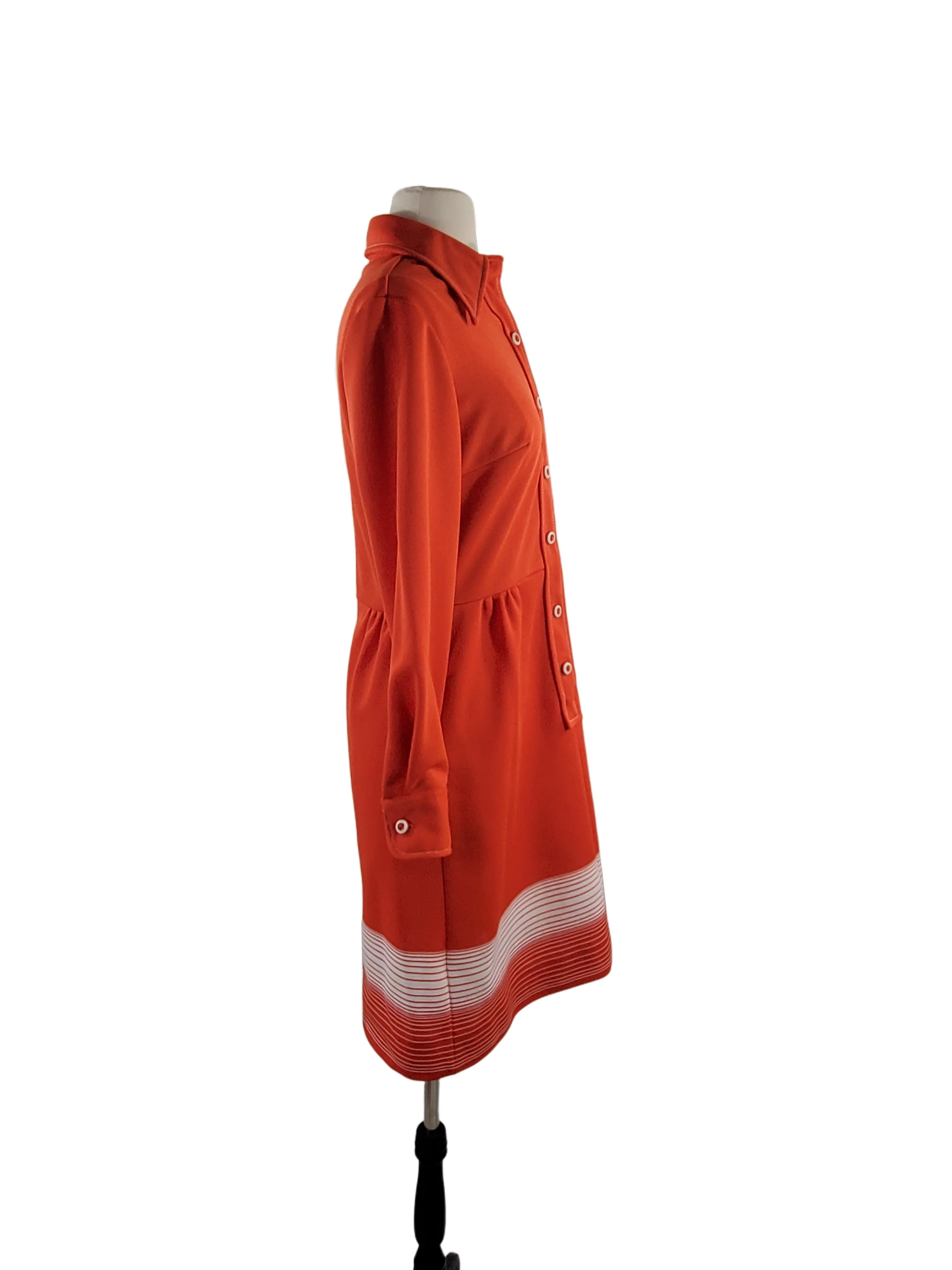 70s Orange Red Shirtwaist Dress By Kay Windsor - Image 5