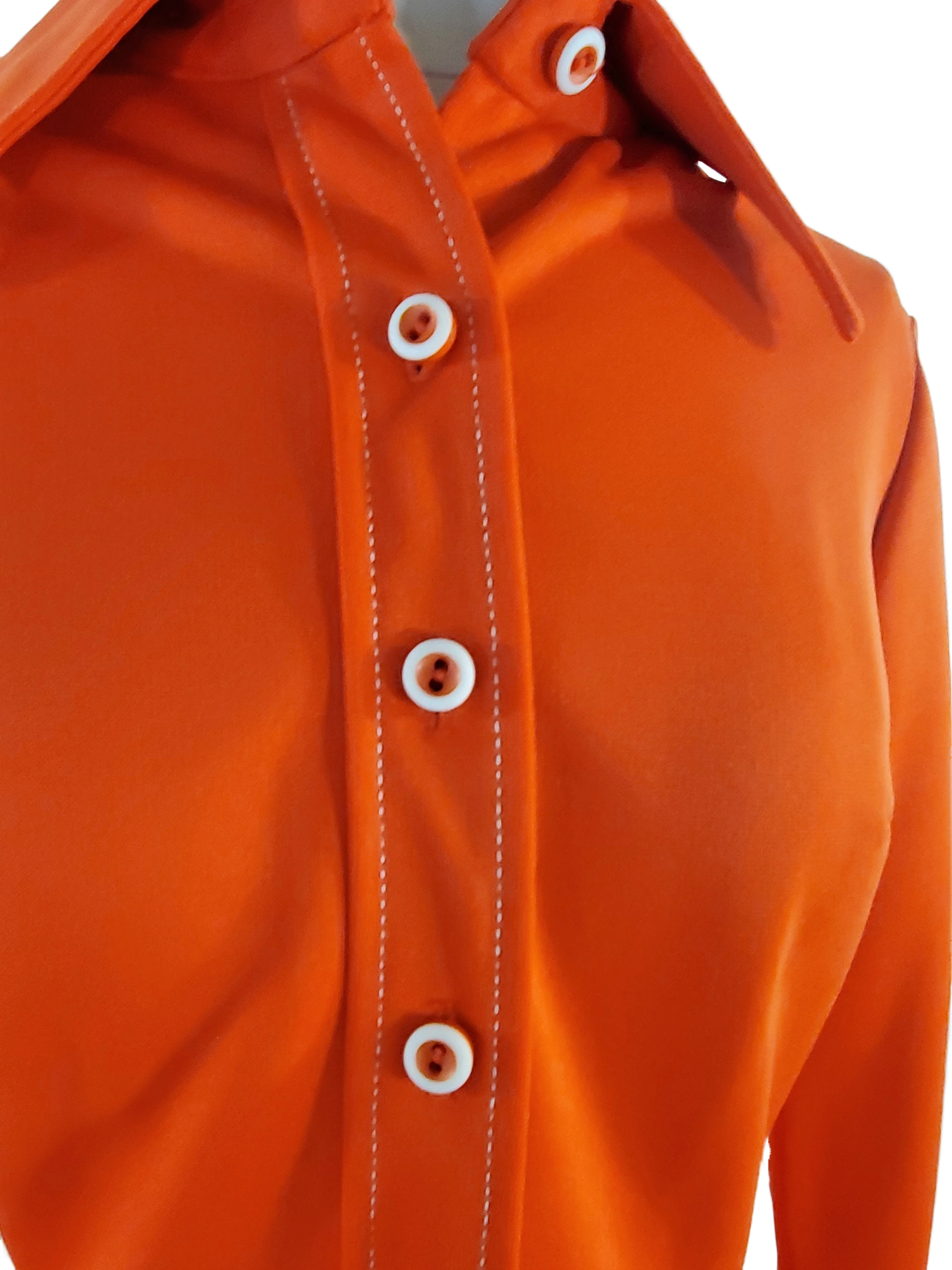 70s Orange Red Shirtwaist Dress By Kay Windsor - Image 7