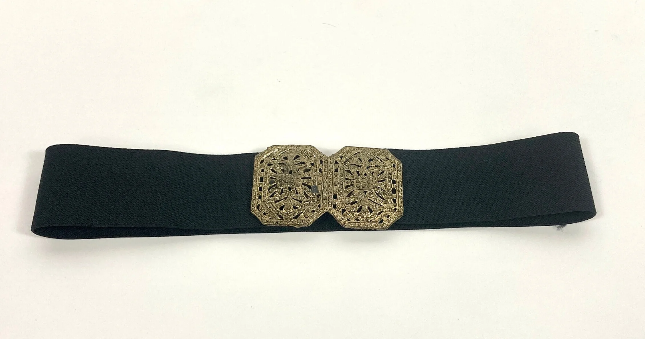 70s Ornate Brass Snake Serpent Belt Raised Stretch Rectangle Metal Gold Belt Elastic Vintage Dress Belt - Image 3