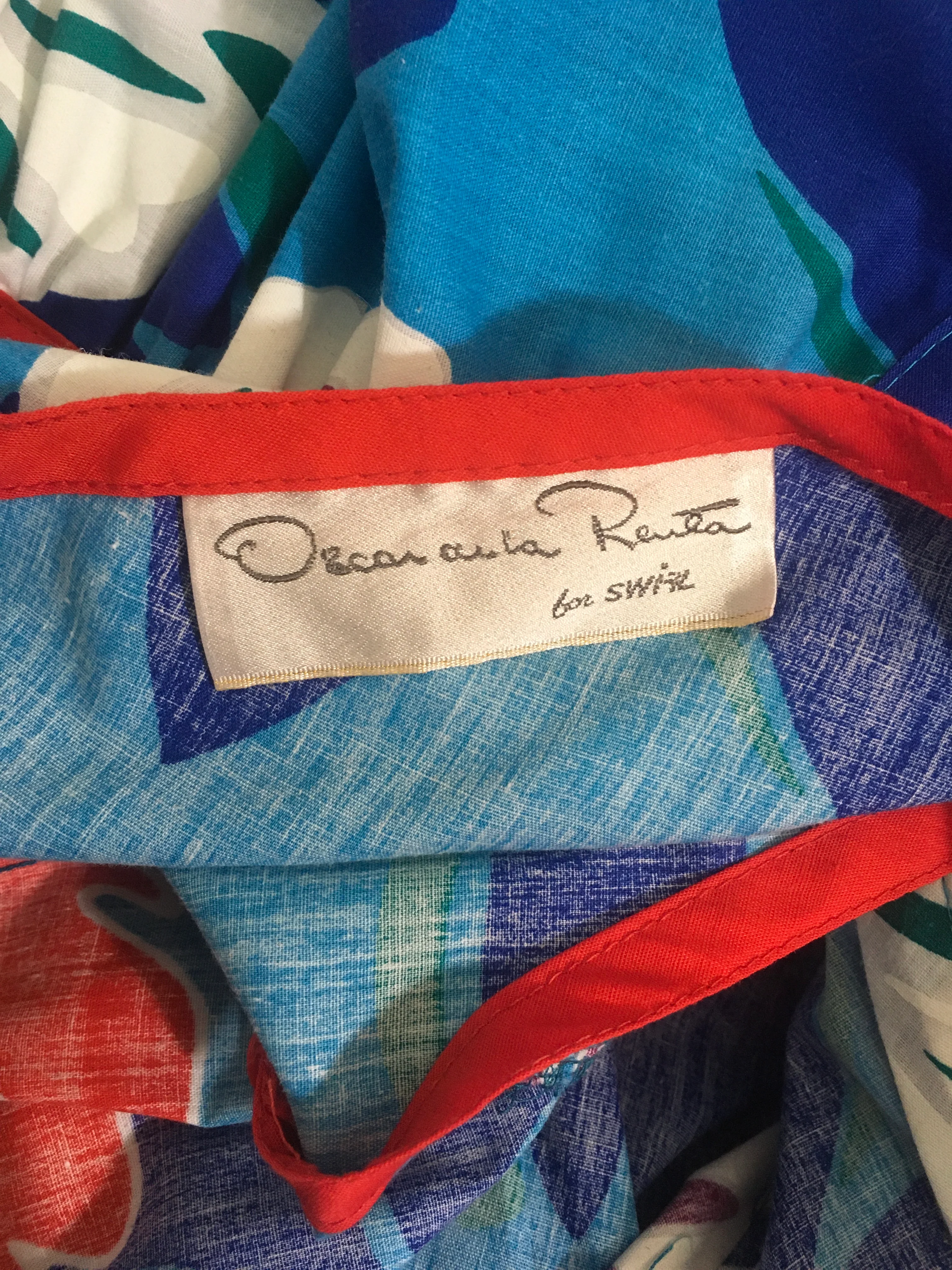70s Oscar De La Renta Swirl One Shoulder Dress By Oscar De La Renta - Image 6