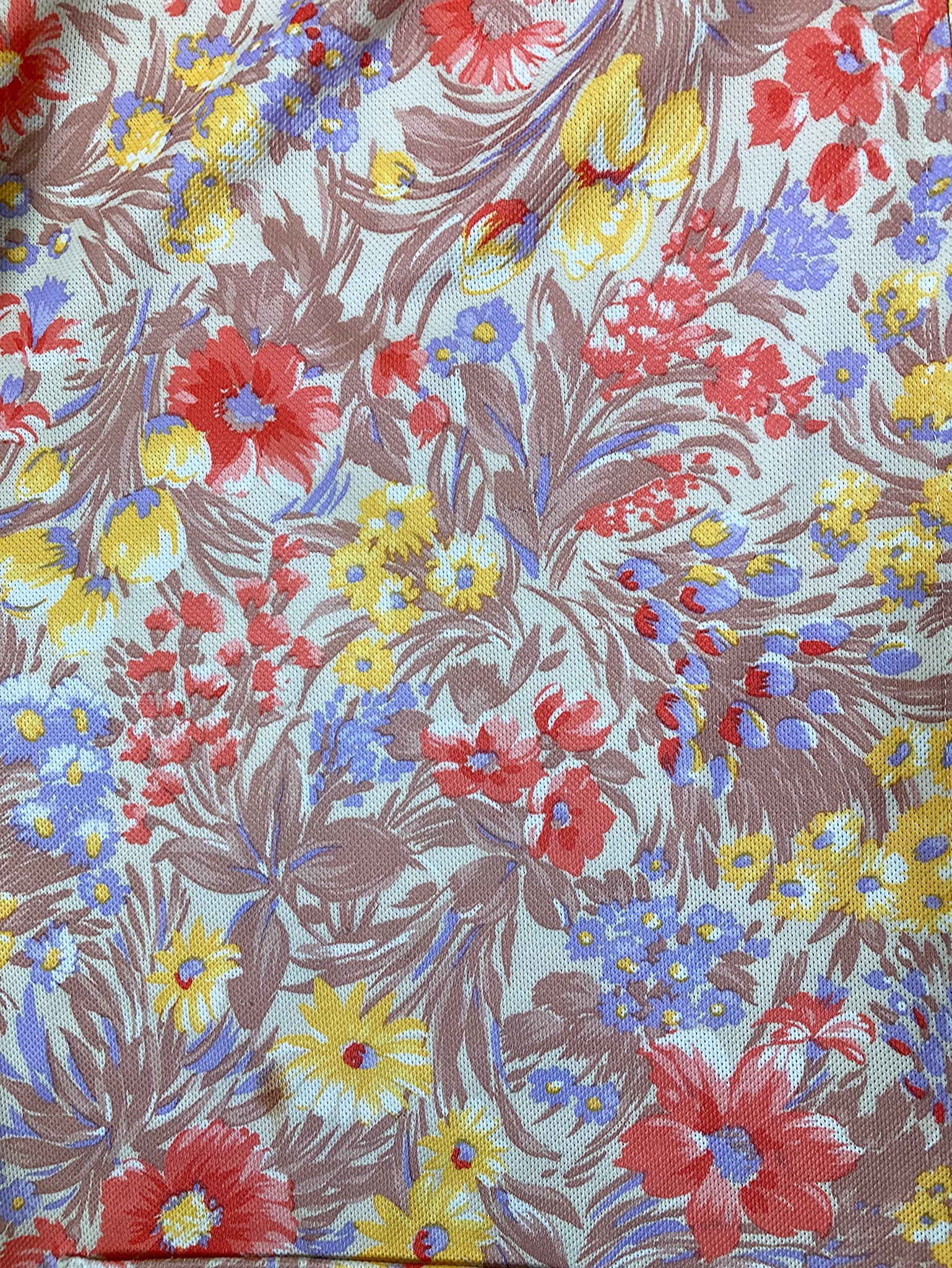 70s Painterly Floral Zip Up Top With Dagger Collar - Image 9