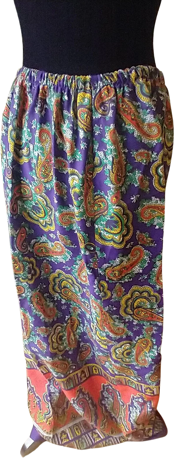 70s Paisely Maxi Skirt Bold Colors Paisely M by Greenecastle
