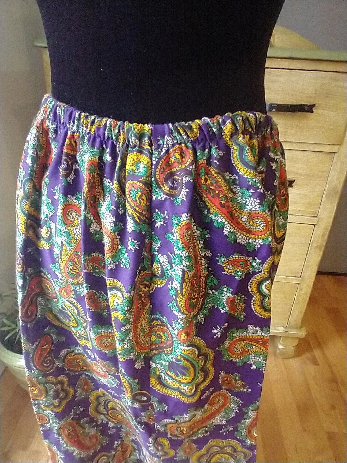70s Paisely Maxi Skirt Bold Colors Paisely M by Greenecastle - Image 6