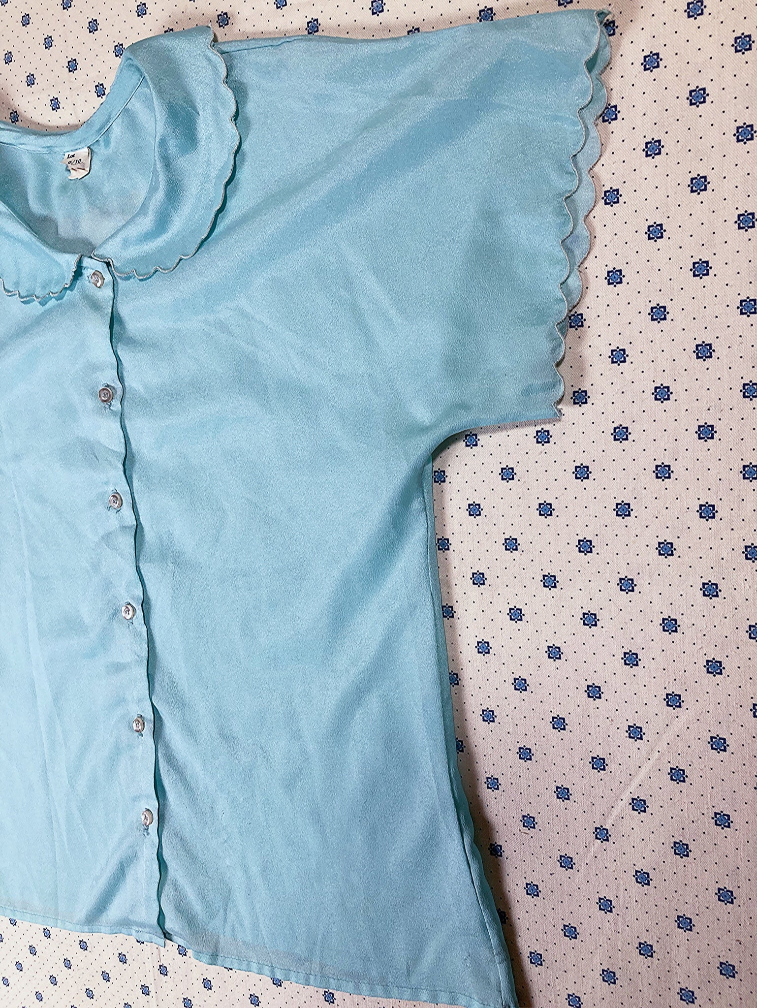 70s Pale Blue Night Shirt With Peter Pan Collar - Image 5