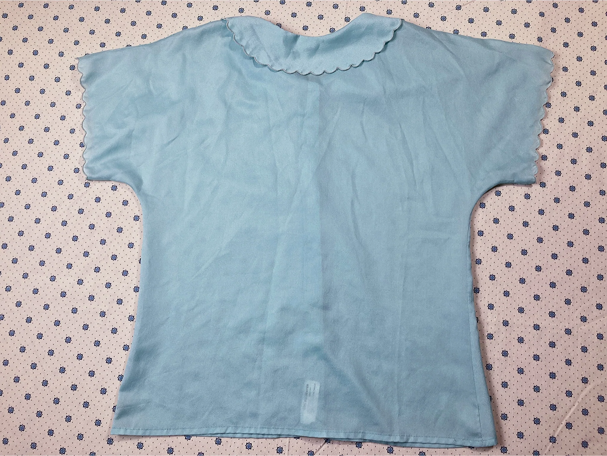 70s Pale Blue Night Shirt With Peter Pan Collar - Image 8