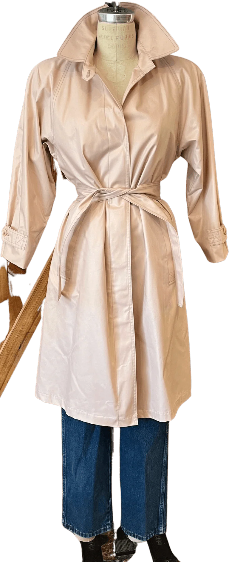 70s Pale Pink Belted Mod Trench Jacket Coat By London Fog