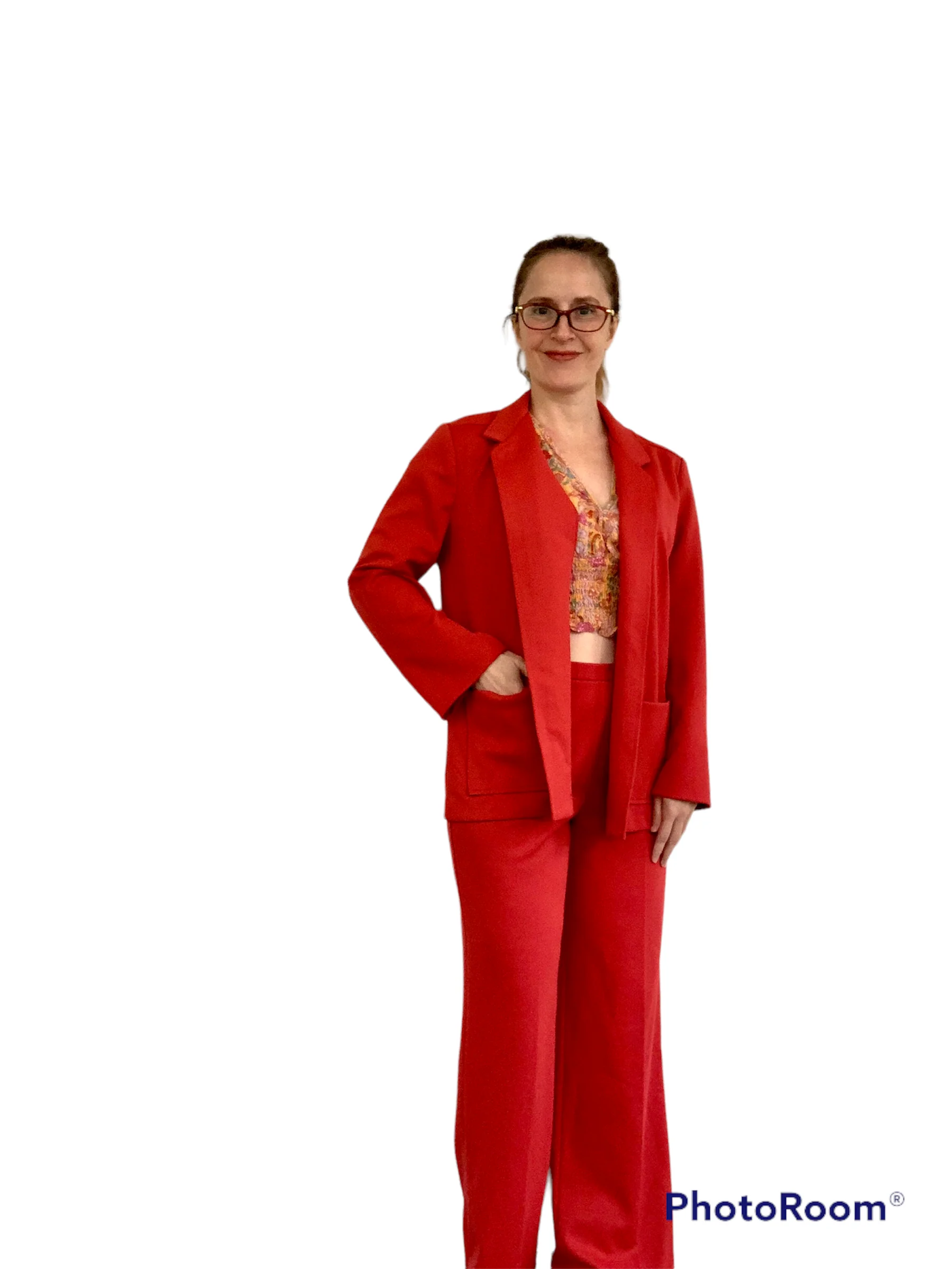 70s Pantsuit Cinnamon Pant Jacket Red Orange Mod By Devon - Image 6