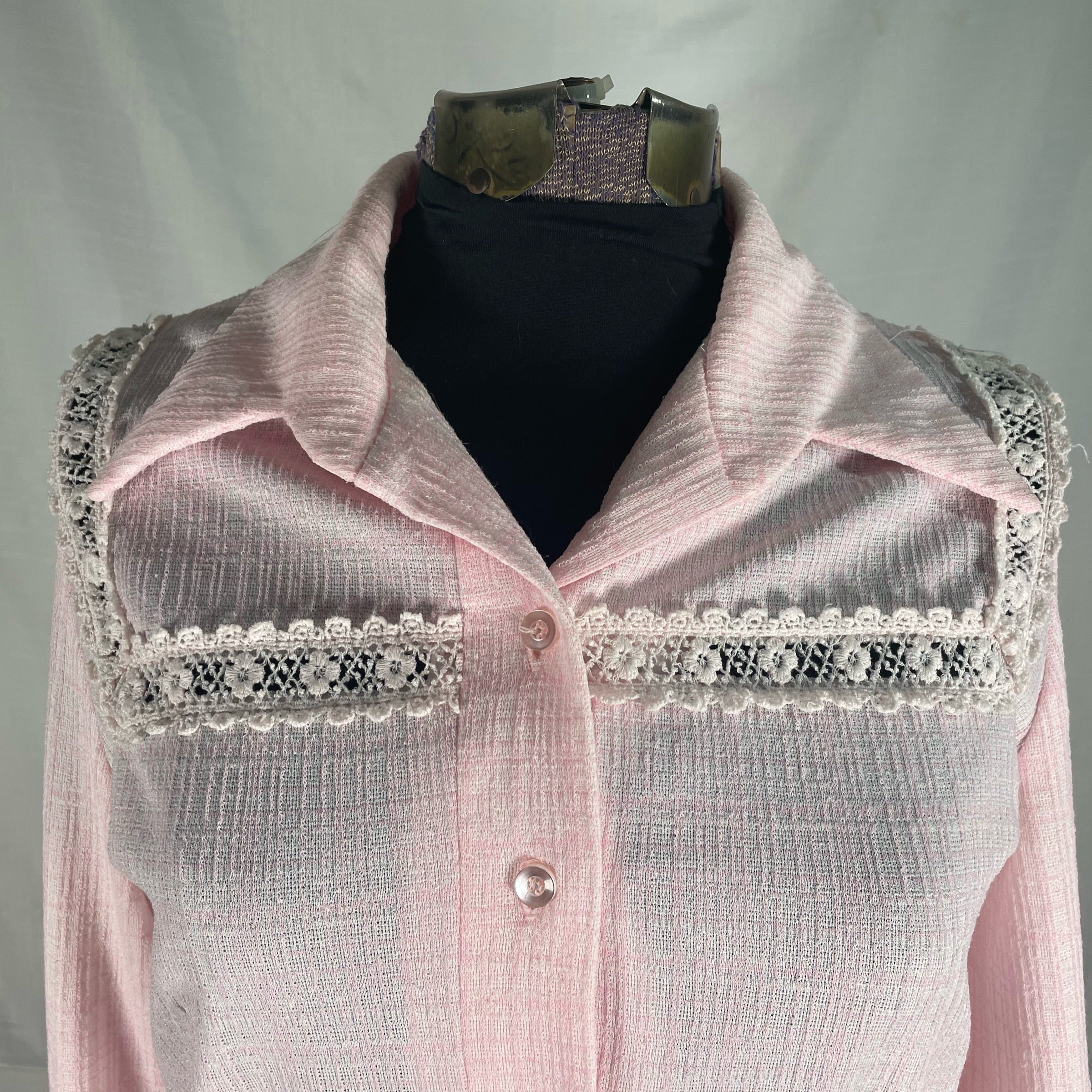 70s Pastel Pink Long Sleeve Midi Shirt Dress - Image 7