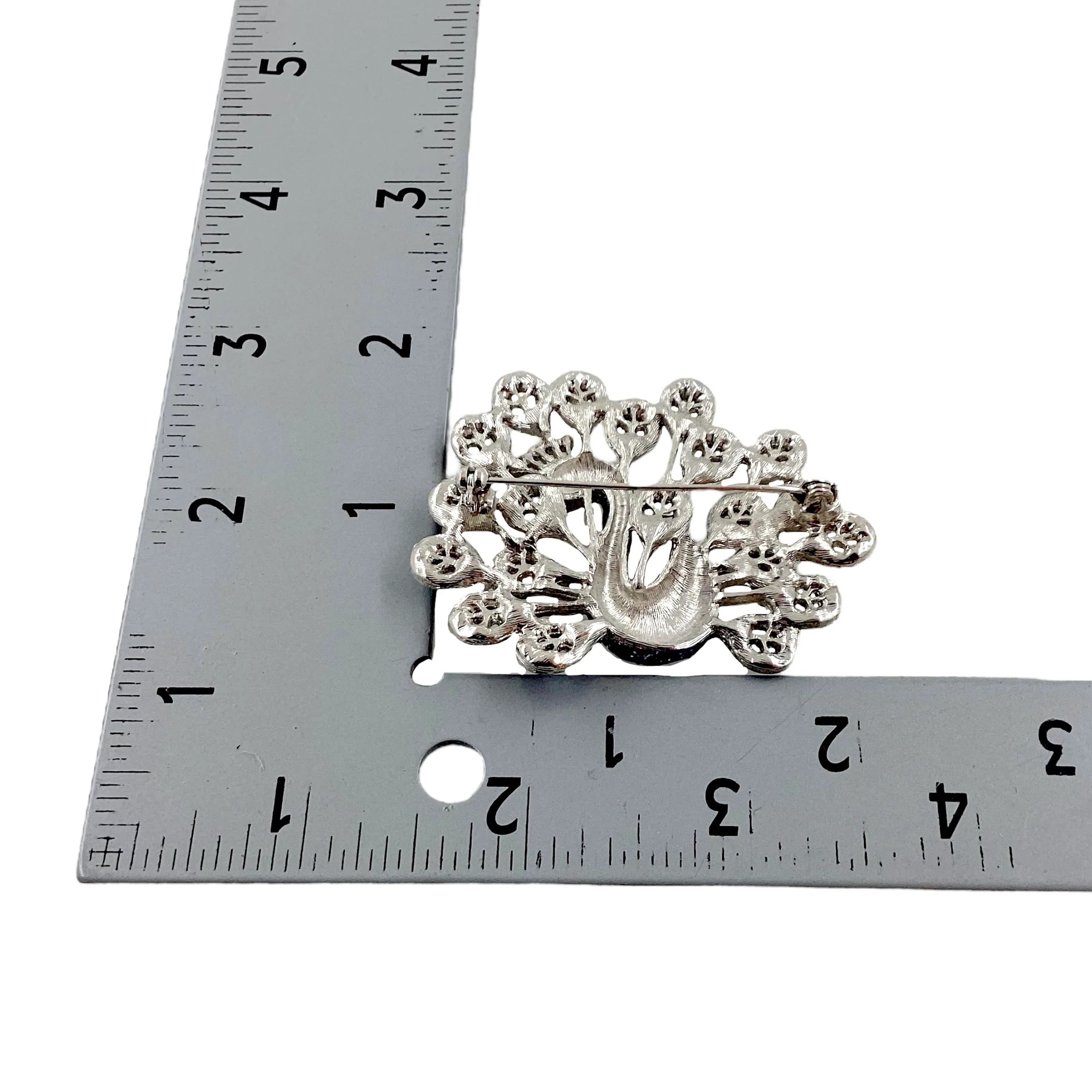 70s Peacock Enamel Filigree 3d Brooch Pin - Image 15