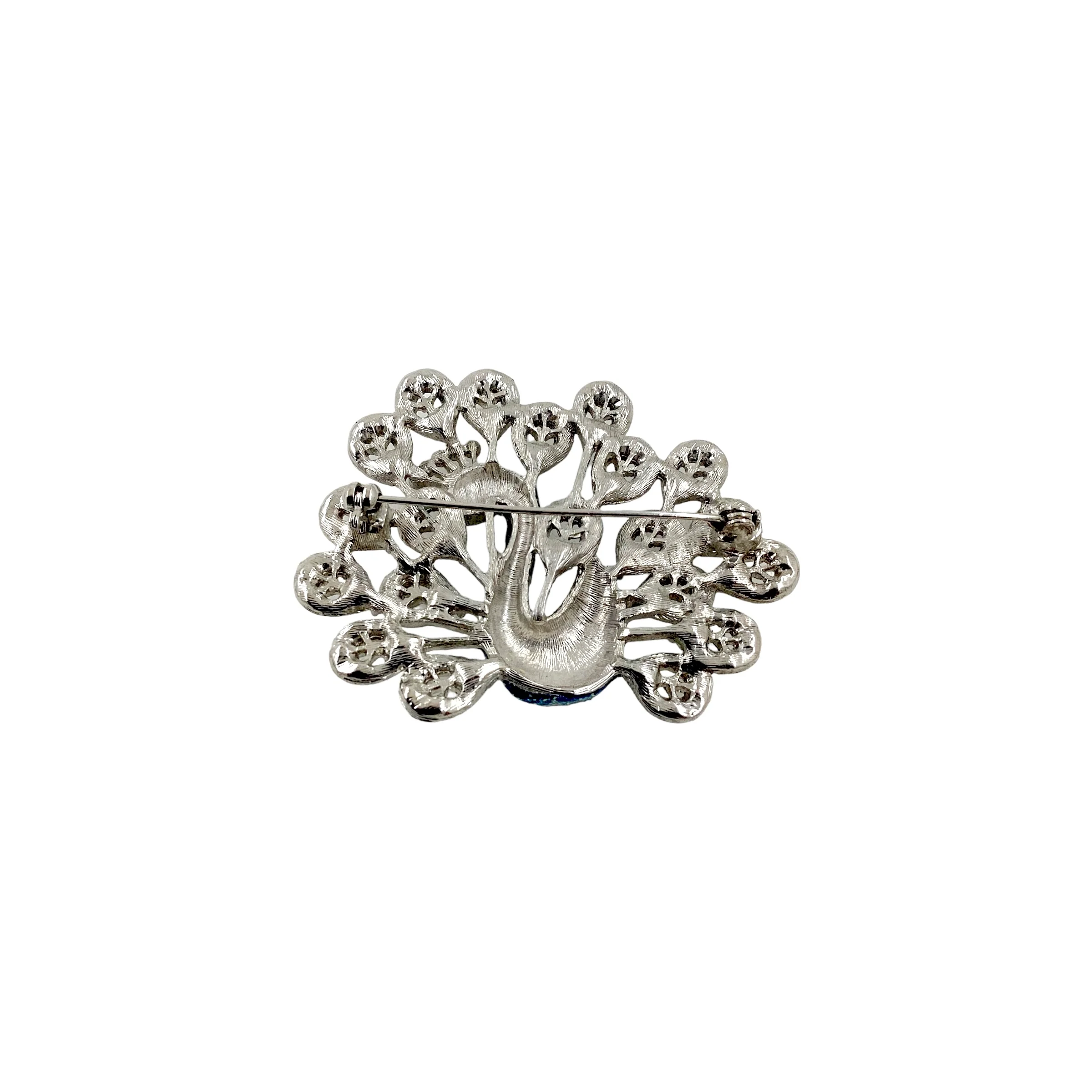 70s Peacock Enamel Filigree 3d Brooch Pin - Image 2