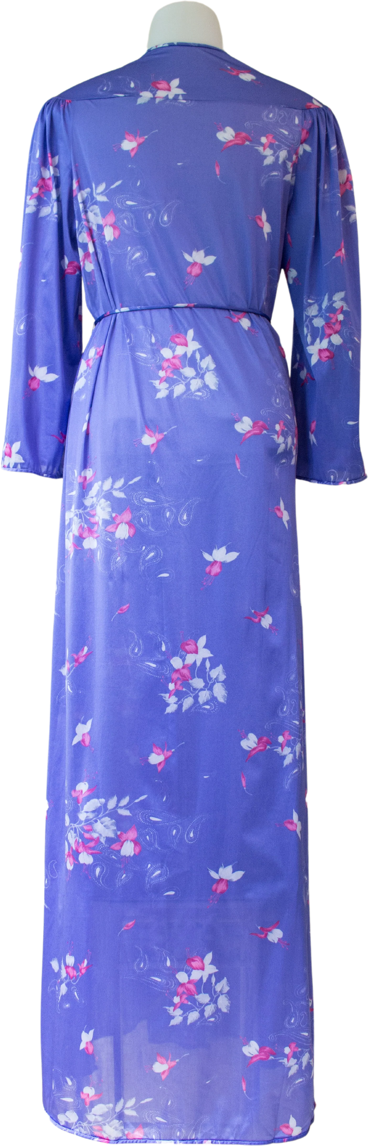 70s Periwinkle Paisley Floral Print Ankle Length Robe By Vanity Fair - Image 2