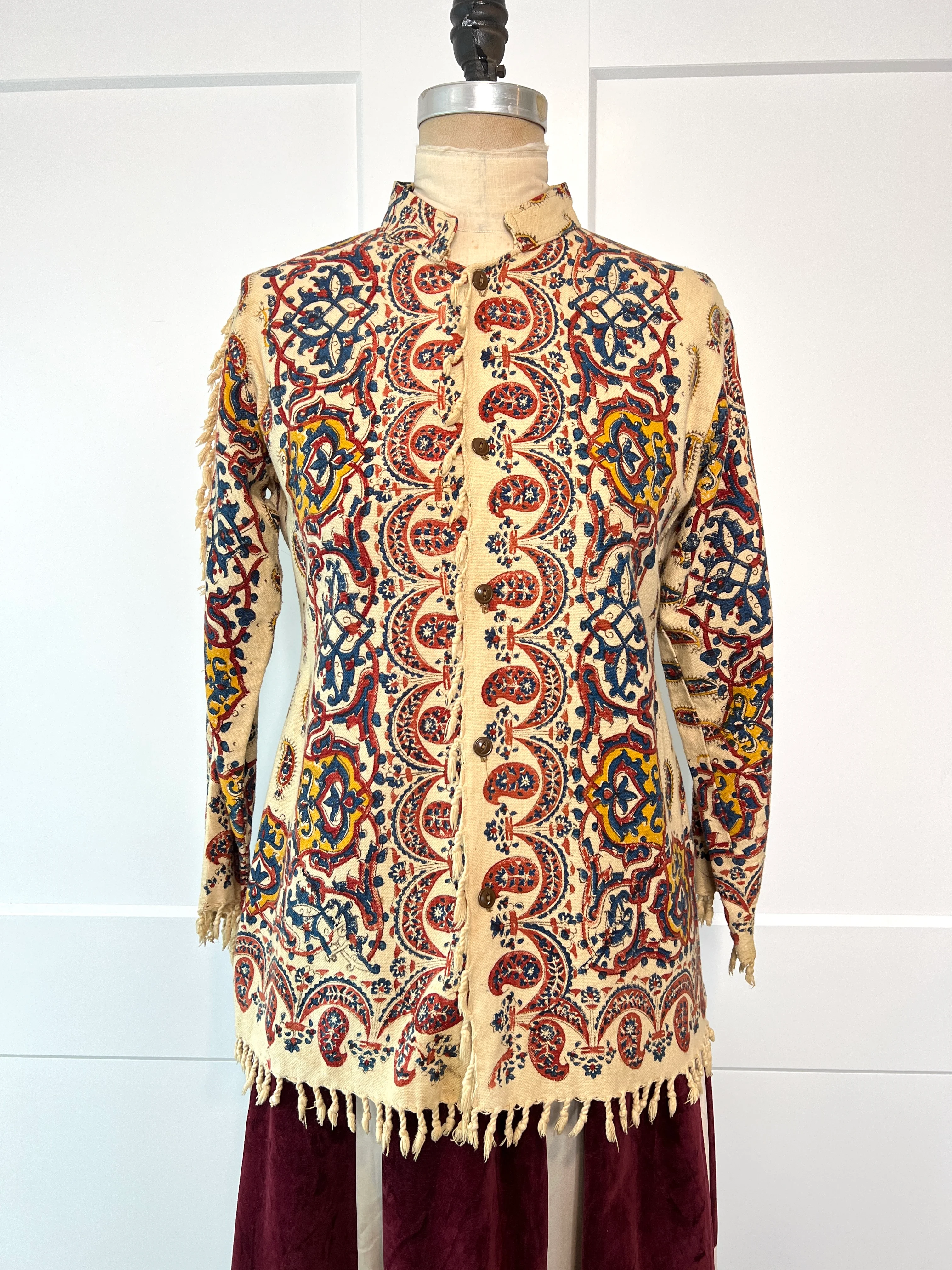 70s Persian Ghalamkar Paisley Block Print Top - Image 4