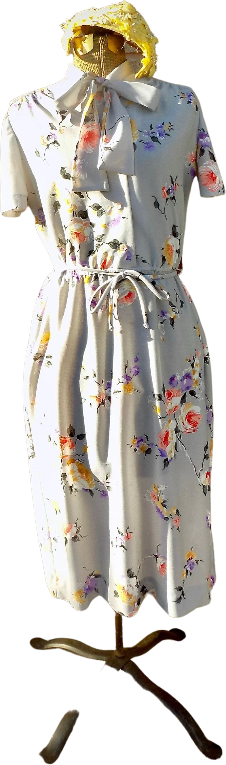 70s Petites Purple Floral Dress by Lady Carol of New York - Image 2