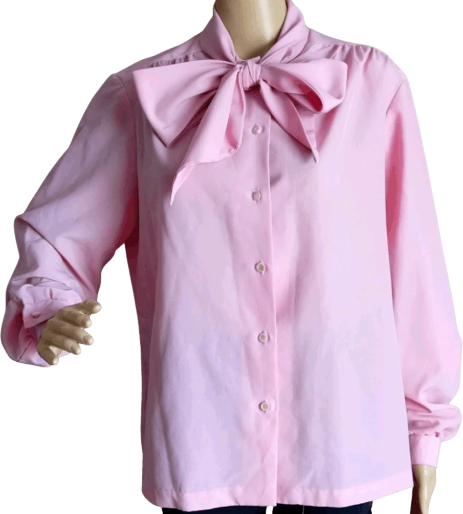 70's Pink Top with Pussy Bow Tie by Lee Mar Pageant