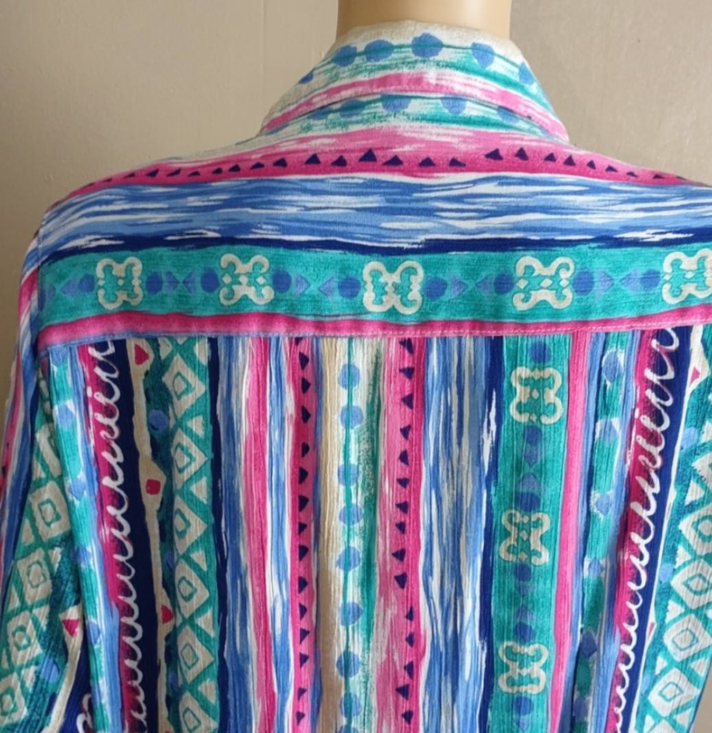 70's Pink and Purple Crinkle Print Top by Alfred Dunner - Image 5