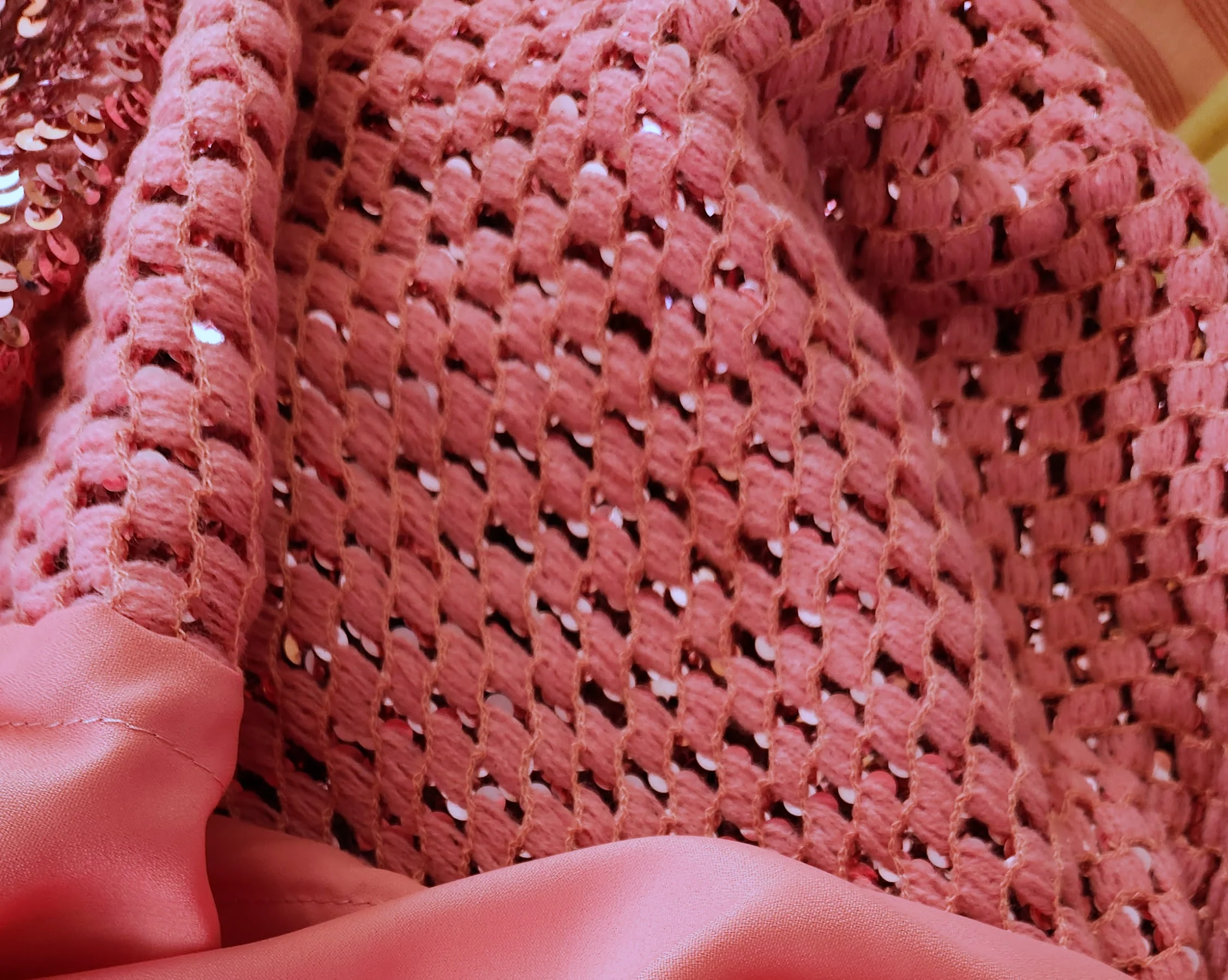 70s Pink Sequin Diamond Back Gown - Image 8