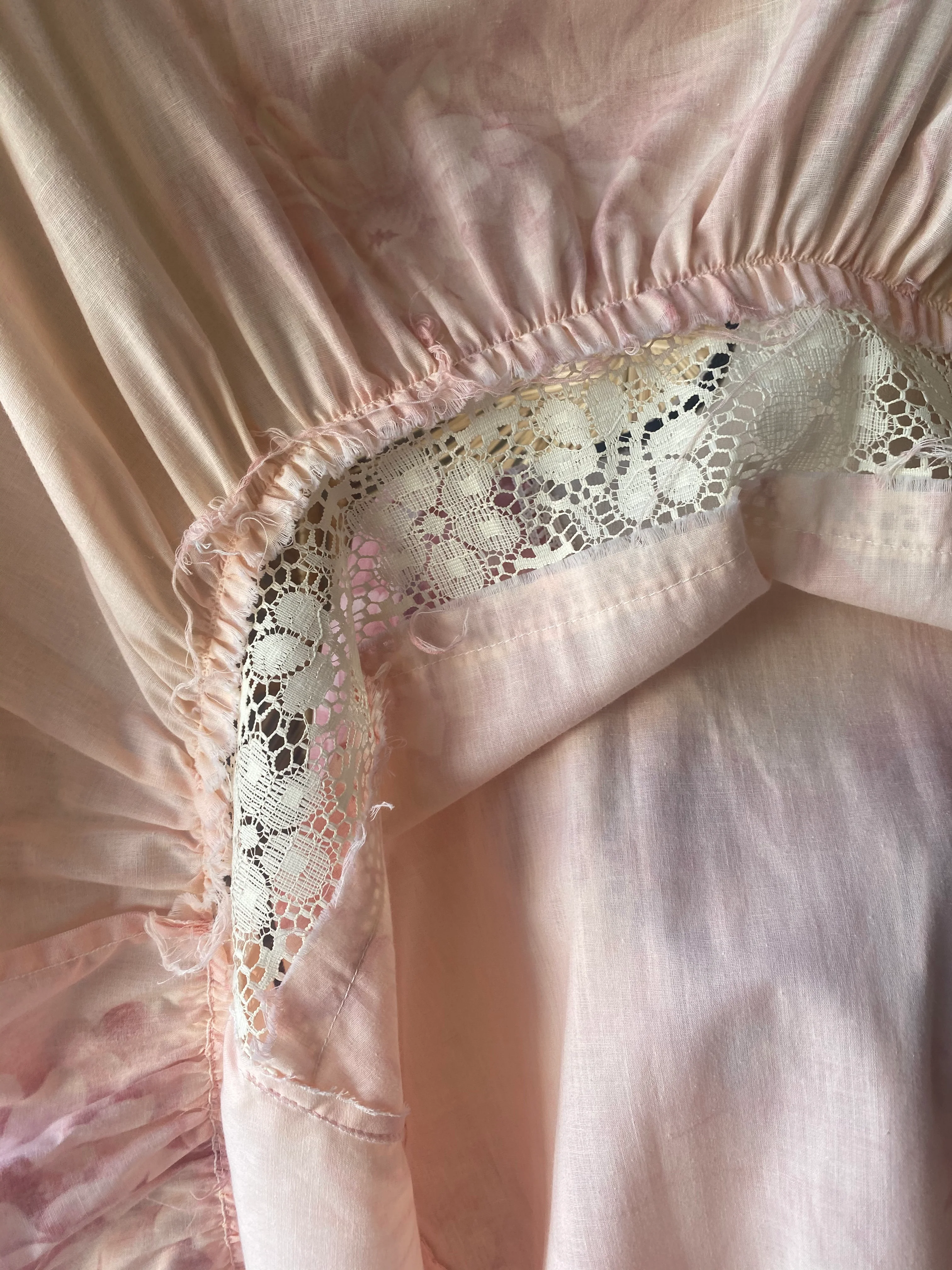 70s Pink Water Lily Boho Prairie Dress - Image 13